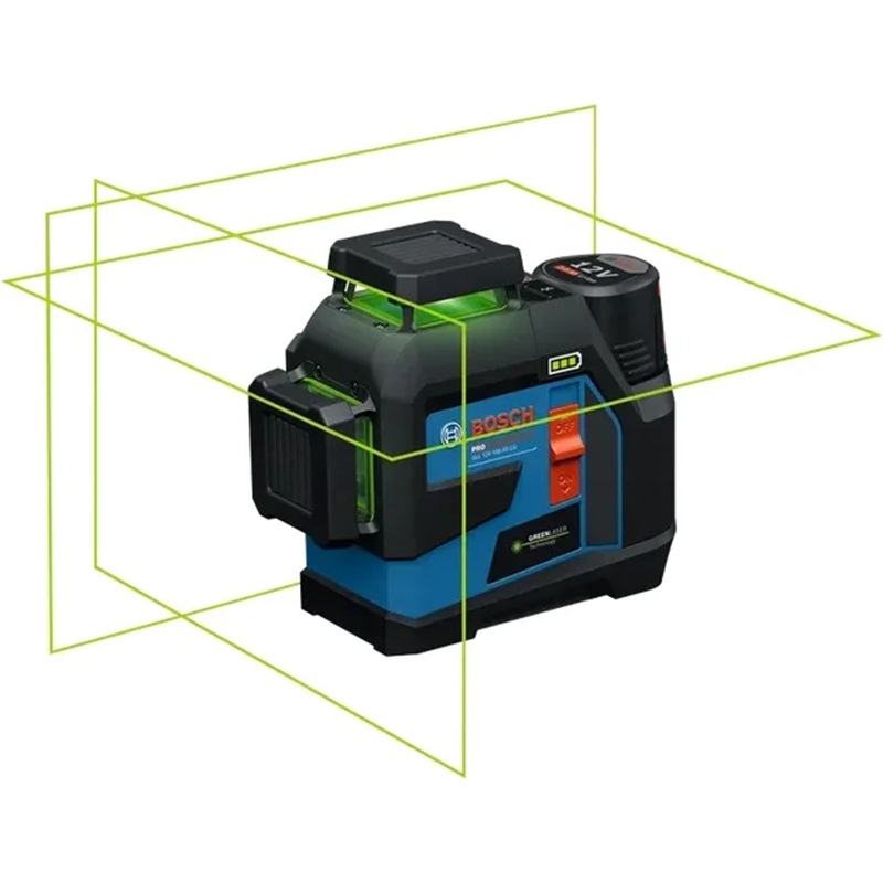 ⚡【Uradni originalni izdelek】Bosch GLL 12V-100-33 CG 3×360° zeleni linijski laser – visoka natančnost ±0,2 mm/m