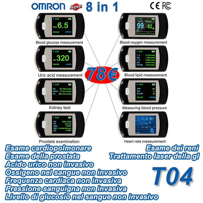 ⭐⚙️Misuratore di glicemia non invasivo ad alta precisione: Risultati in 5️⃣ secondi⭐