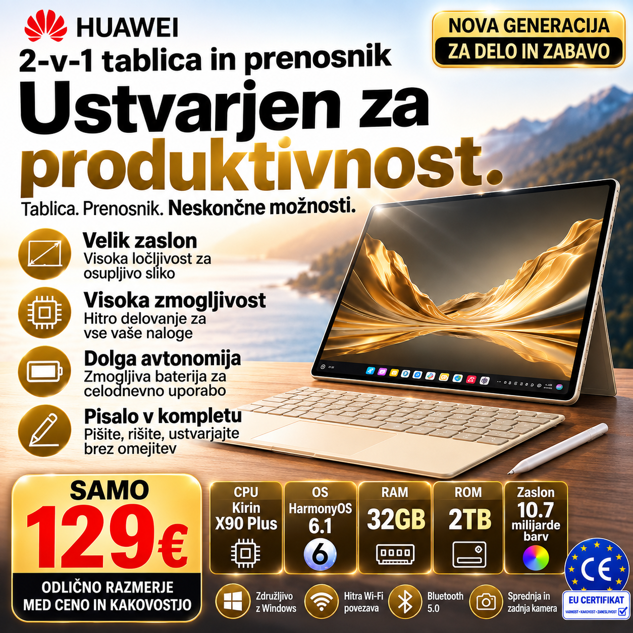 🌹HUAWEI MateBook Fold Nova generacija zložljivega prenosnika – eleganca in zmogljivost v enem