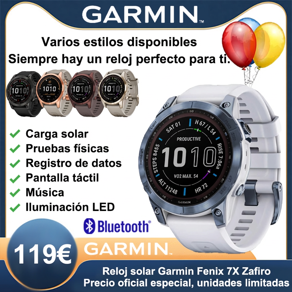 🥳【Oferta especial oficial】Reloj inteligente Garmin Fenix ​​7X con cristal de zafiro y energía solar🎉🎉