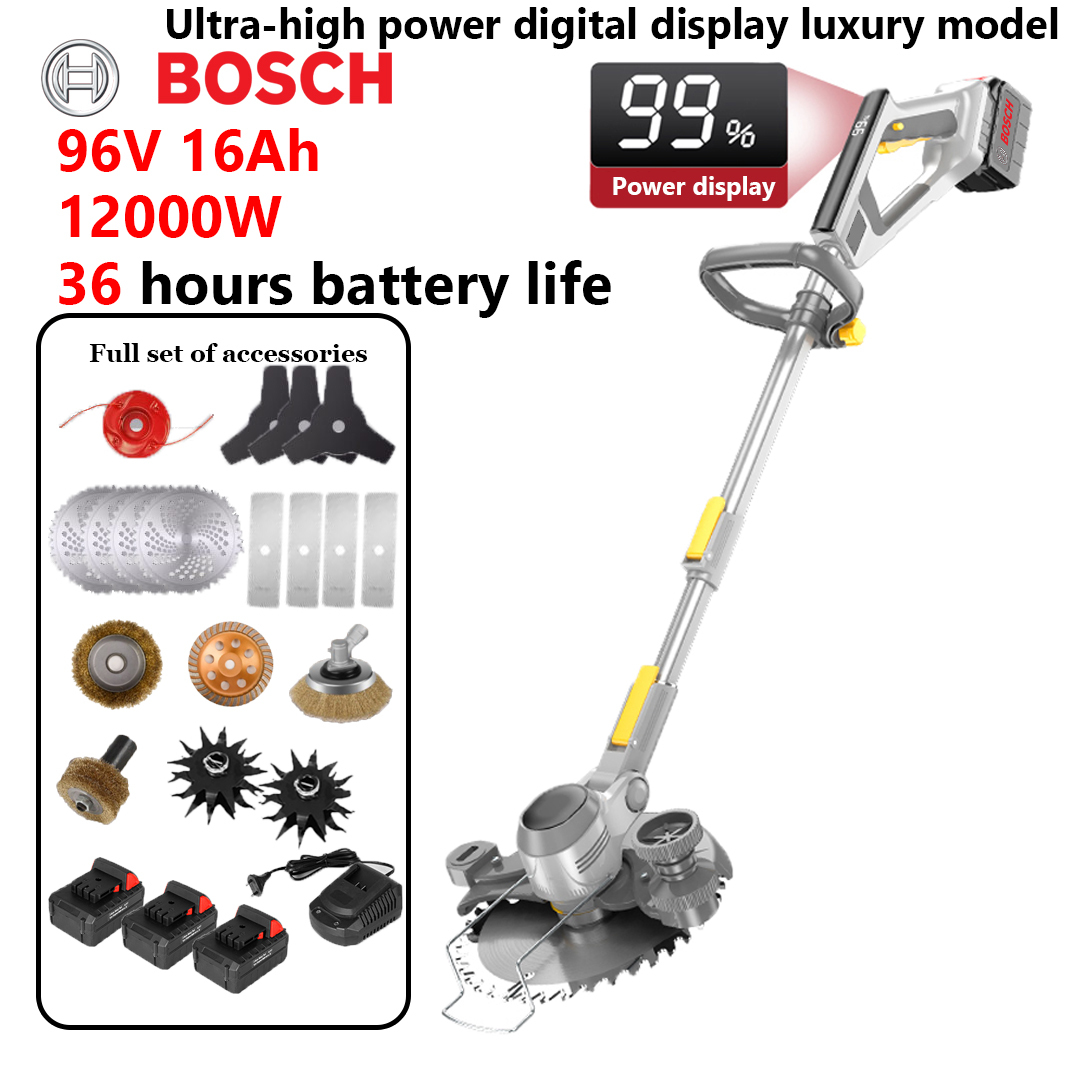 Cortador de grama multifuncional sem escova Bosch 12000W, cortar/arar/cortar madeira