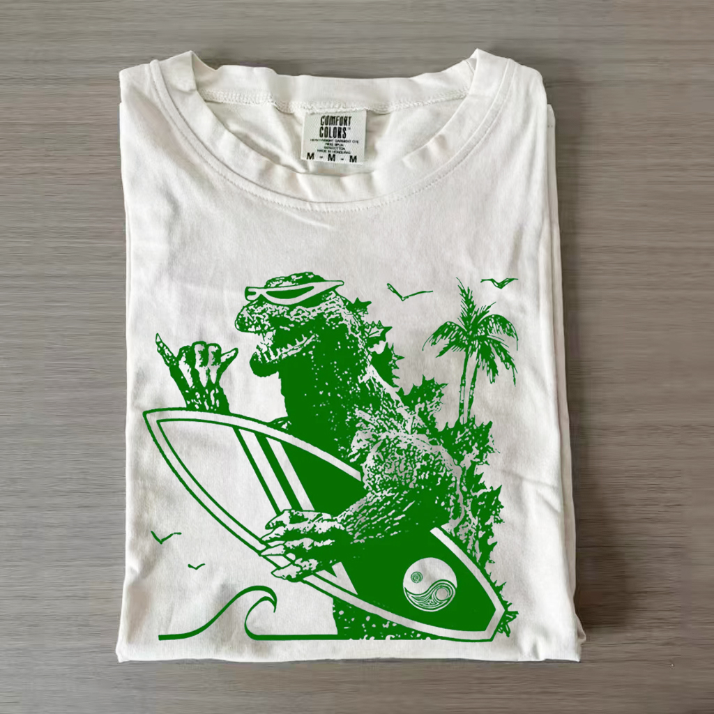 Funny Godzilla Surfing T-shirt