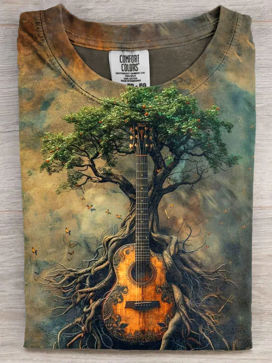 Vintage Roots of strings Art Print Casual Short Sleeve T-shirt