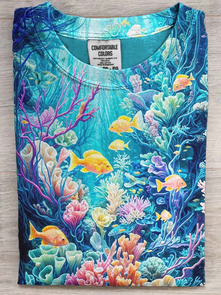 Sea World Printed Casual Short Sleeve T-Shirt
