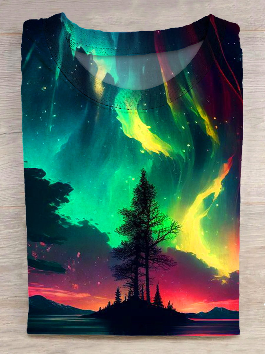 Unisex Aurora Printed Vintage Fashion Loose Short Sleeve T-Shirt
