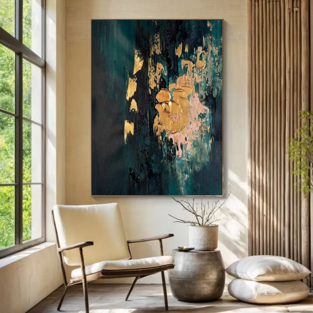 Abstract Teal and Gold Dialogue