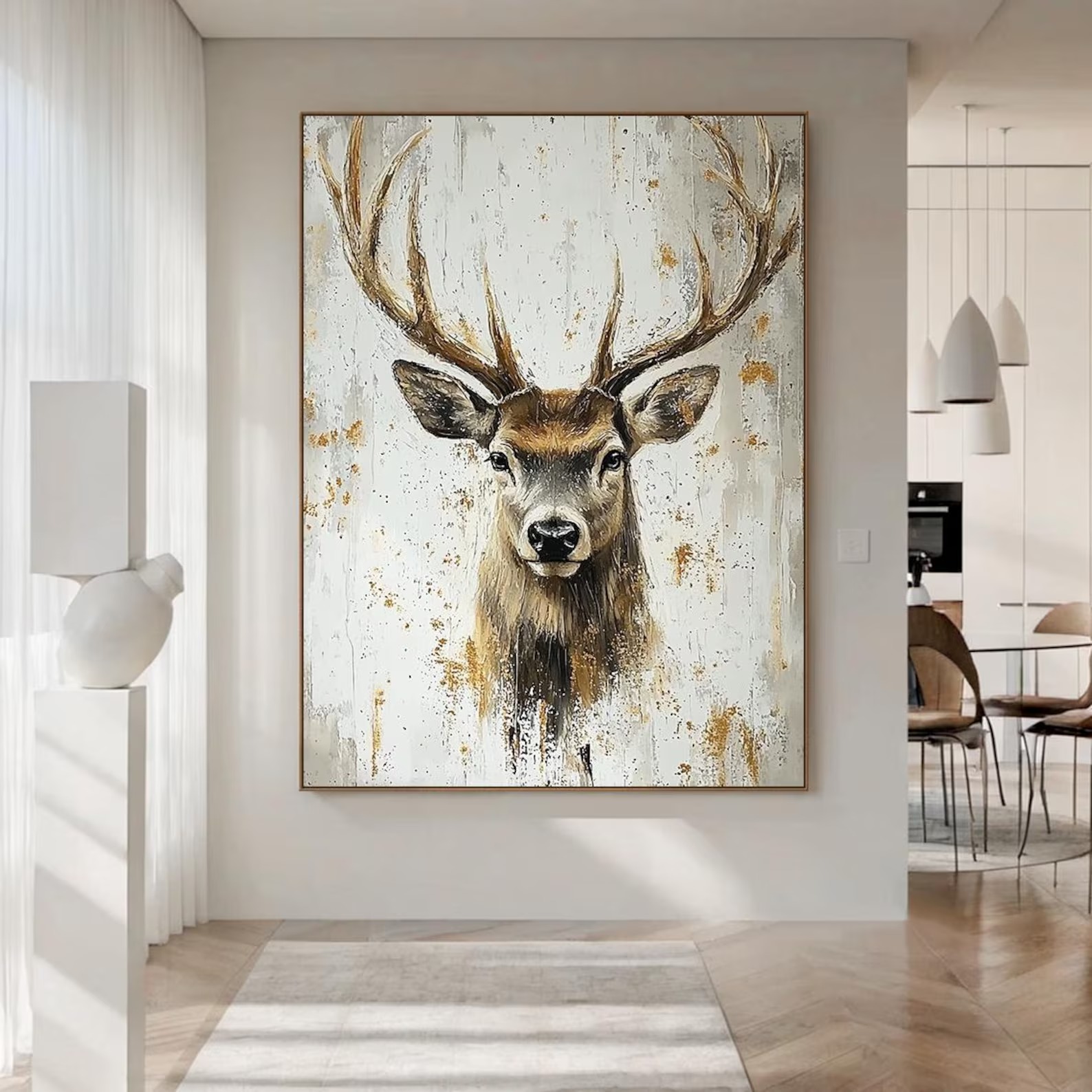 Golden Gazing Deer: Wall Decor