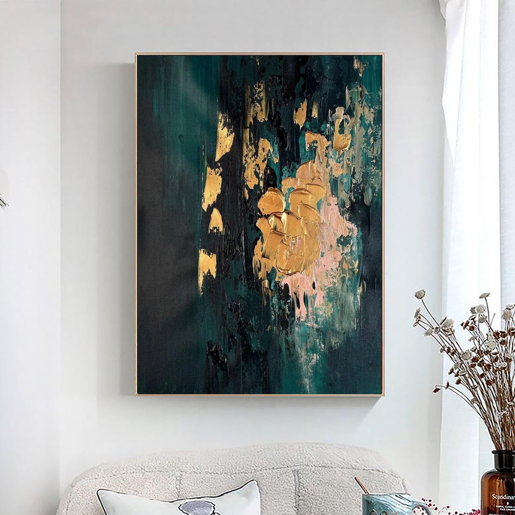 Abstract Teal and Gold Dialogue