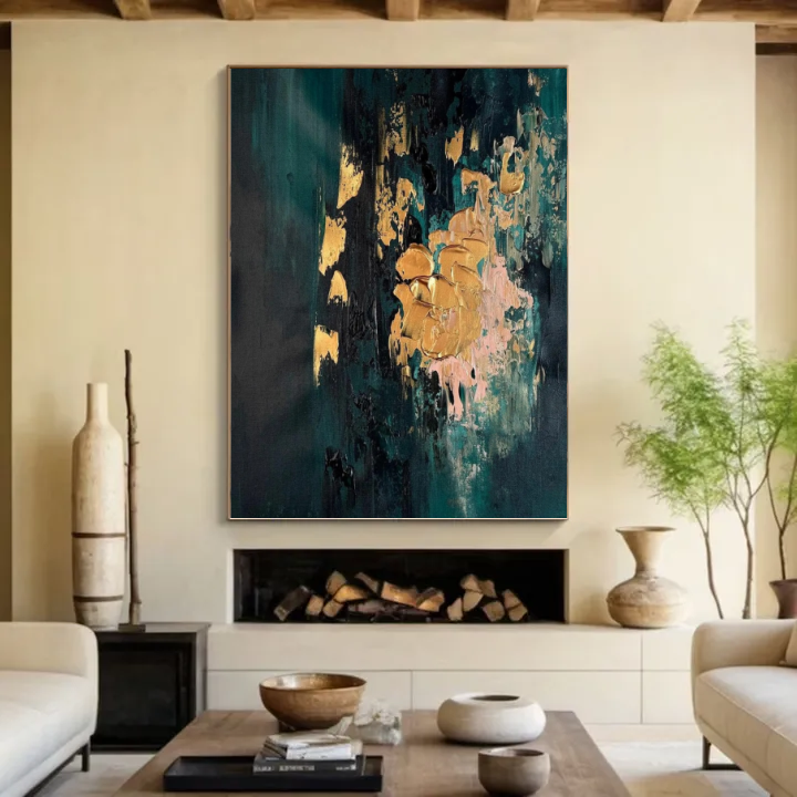 Abstract Teal and Gold Dialogue