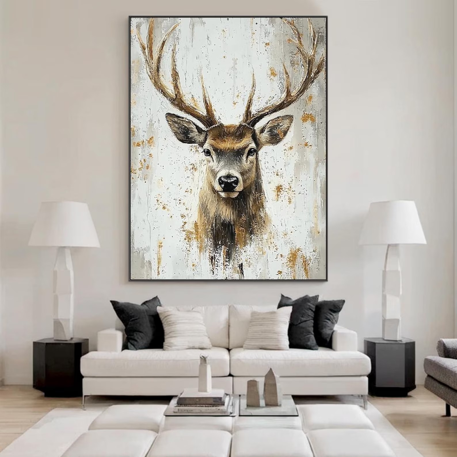 Golden Gazing Deer: Wall Decor