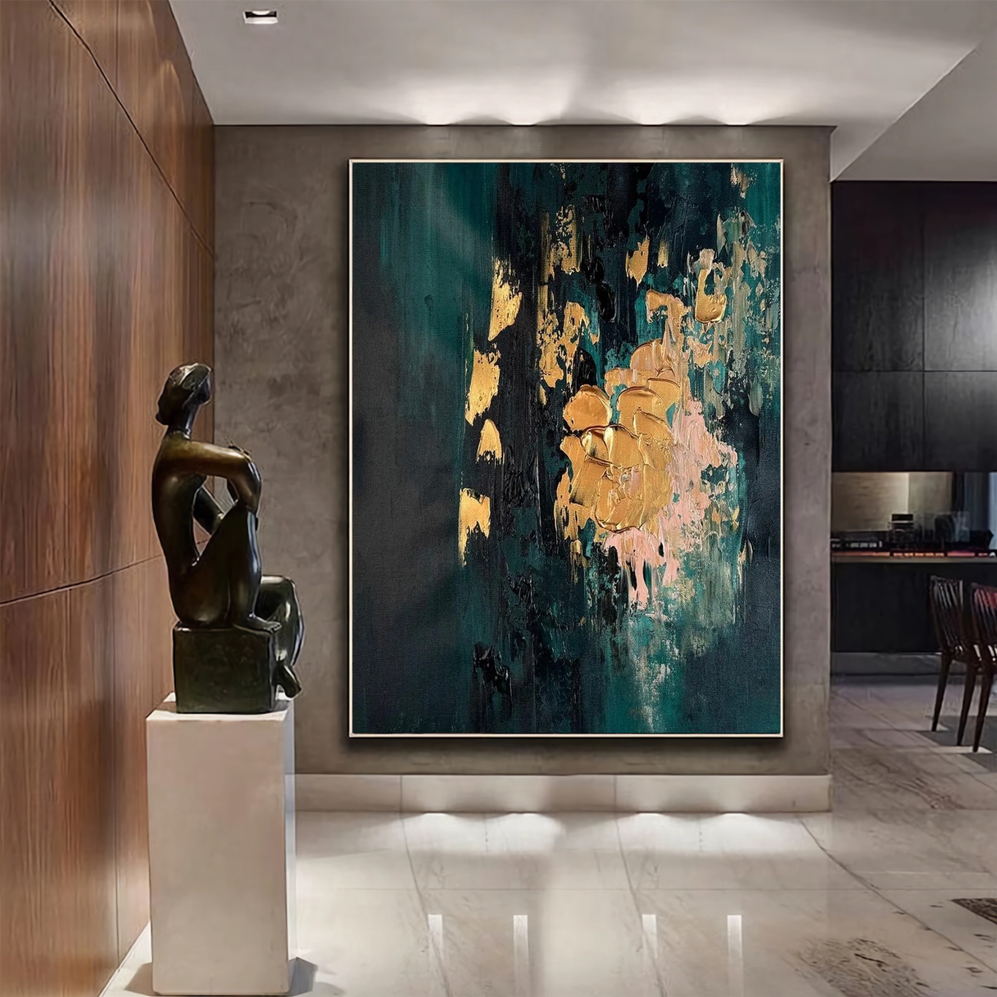 Abstract Teal and Gold Dialogue