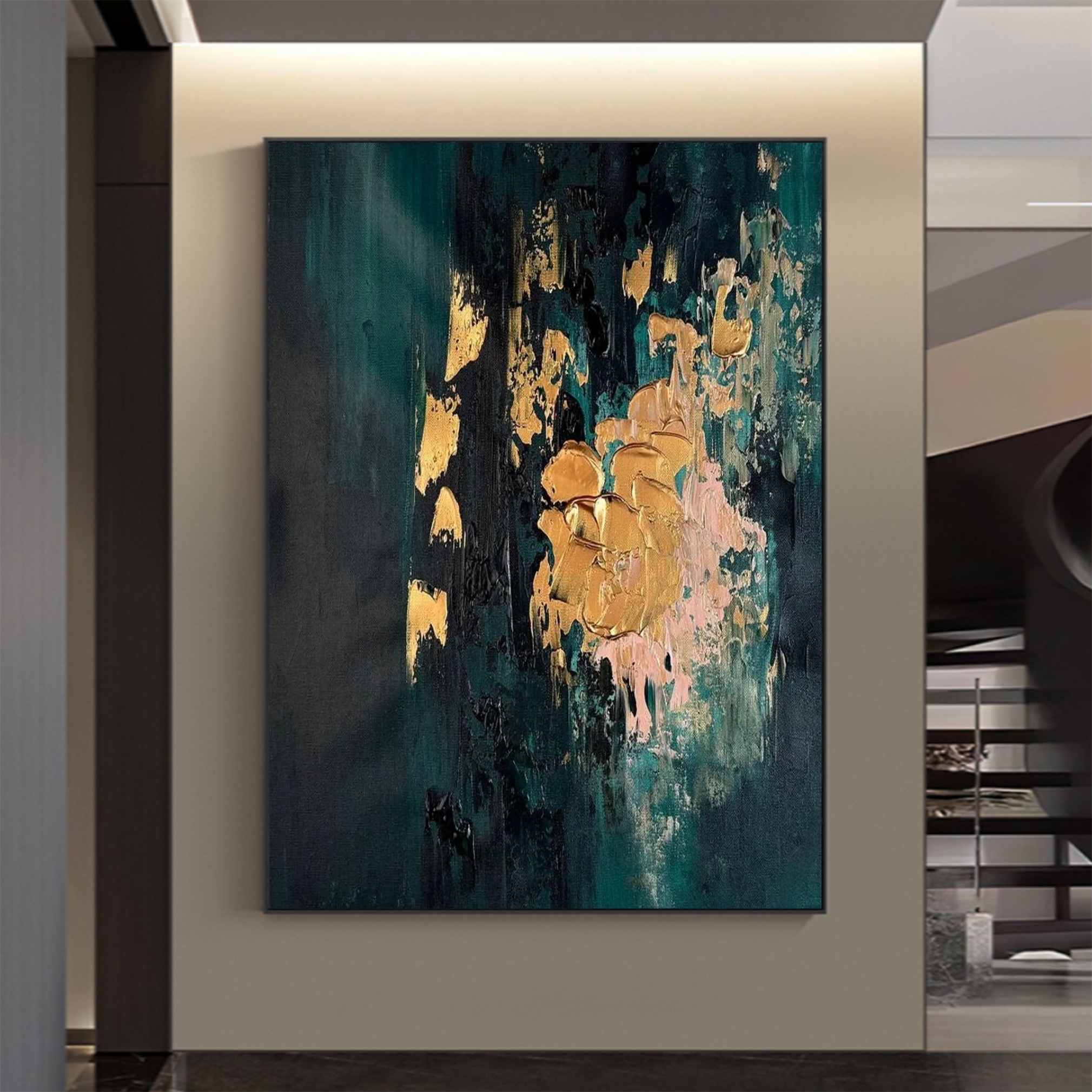 Abstract Teal and Gold Dialogue