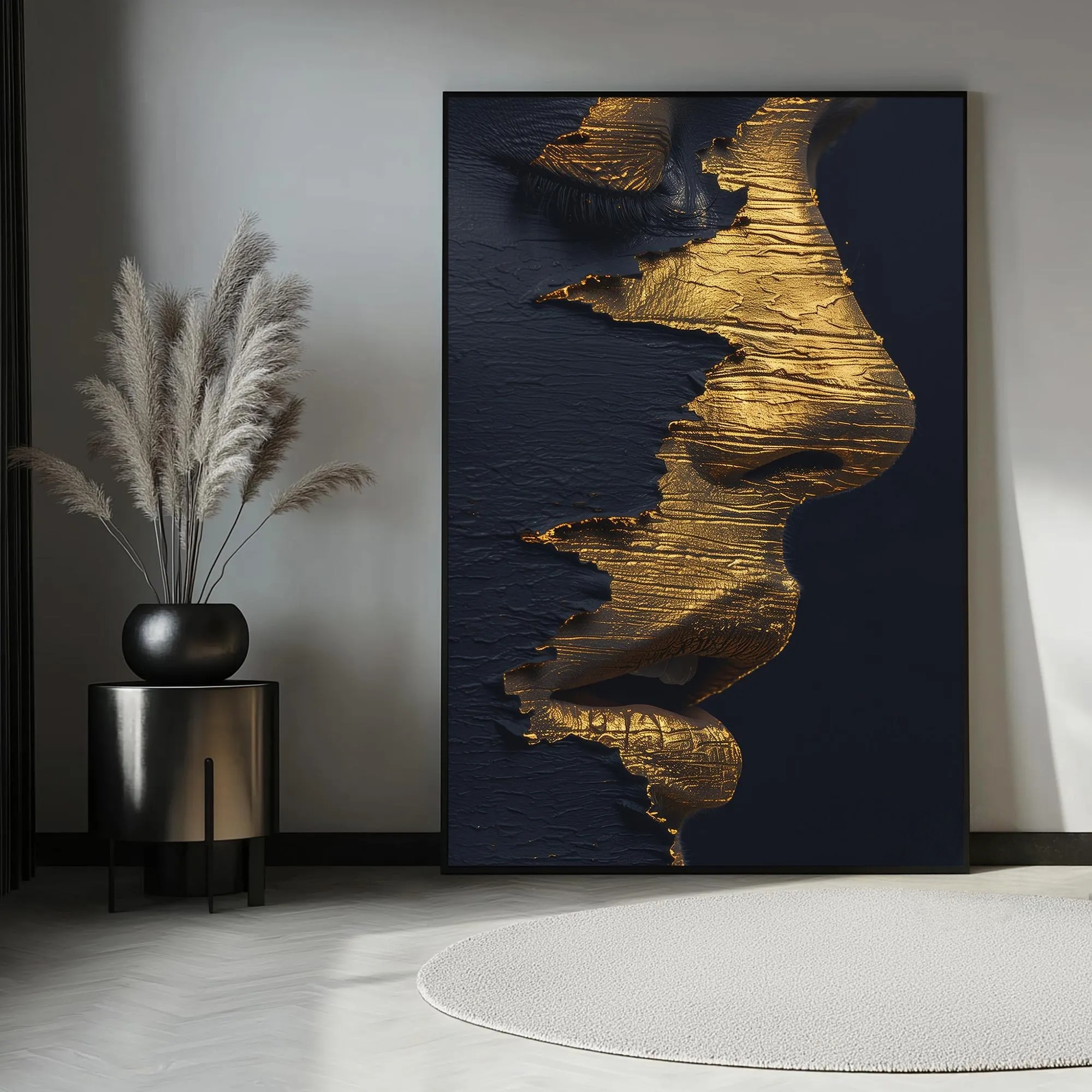 Golden Silhouette on Dark Blue