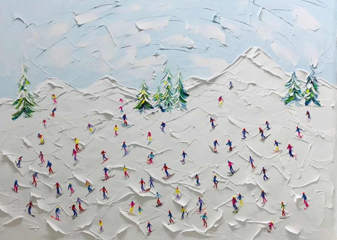 Colorful Skiers' Glow