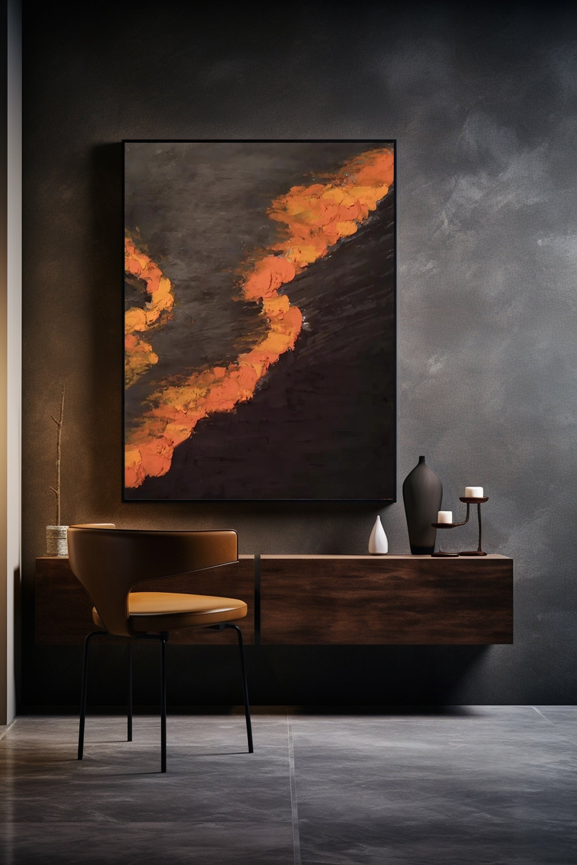 Lava Flow Abstract Oil Painting