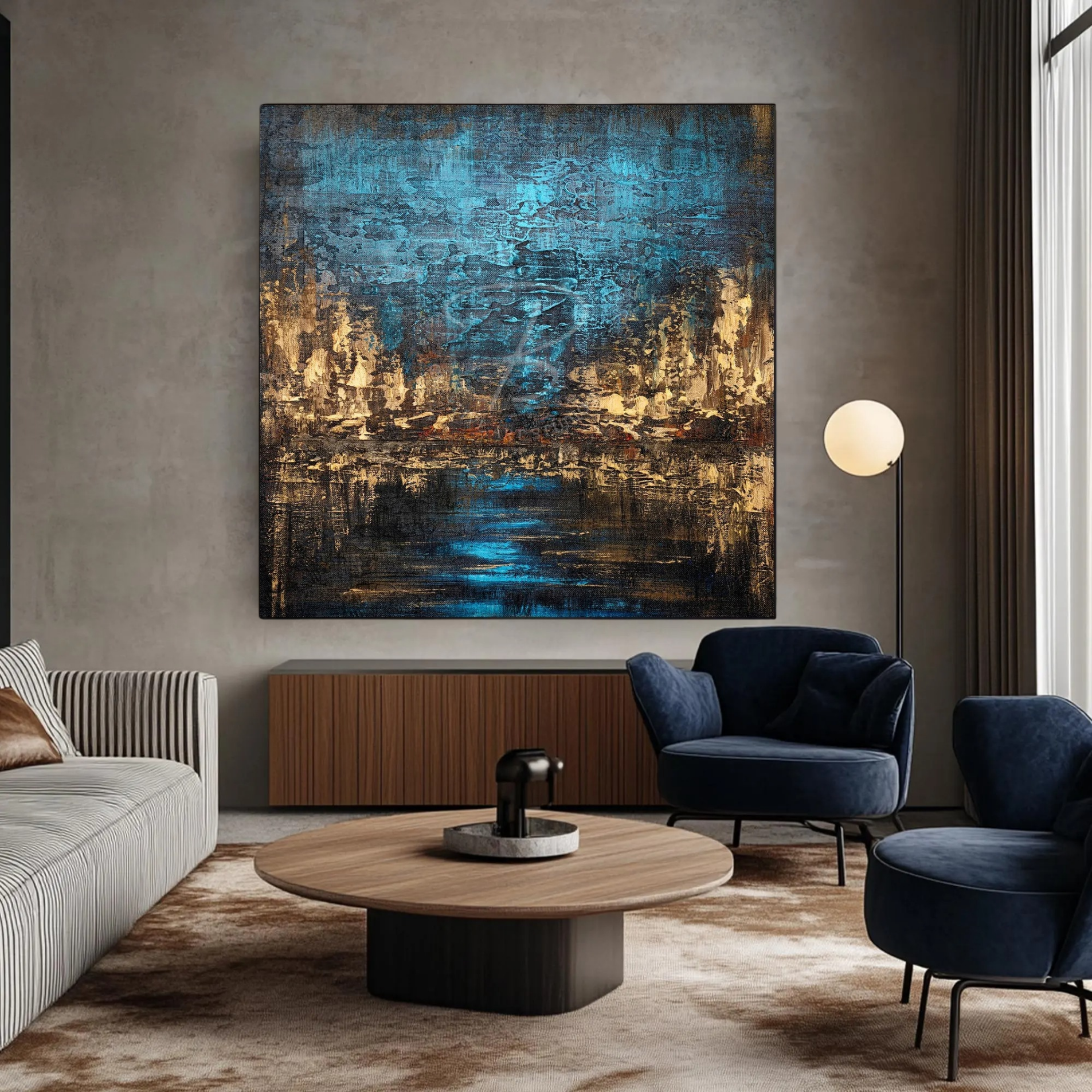 Urban Glow Beneath Blue Skies