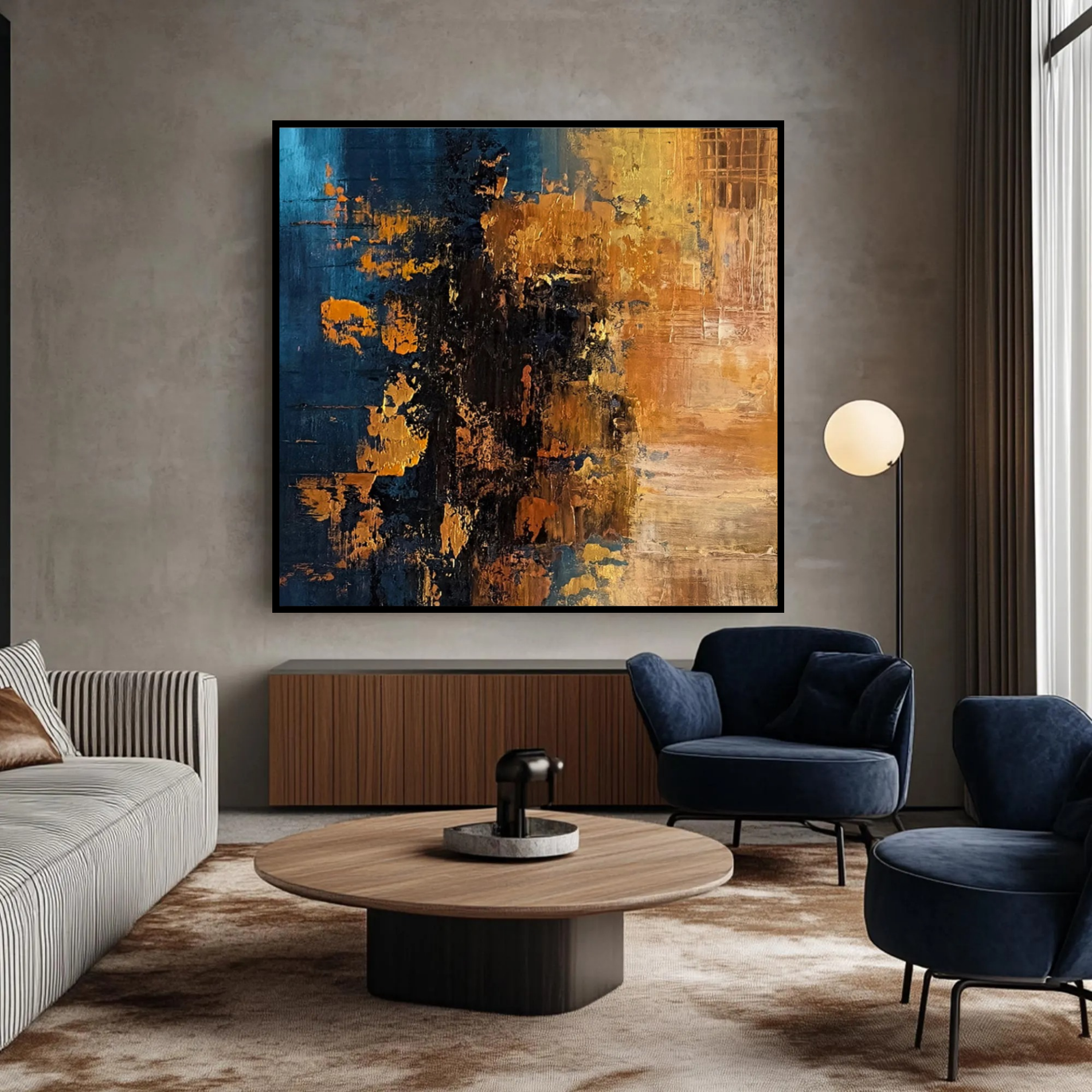 Navy & Gold Textured Abstraction