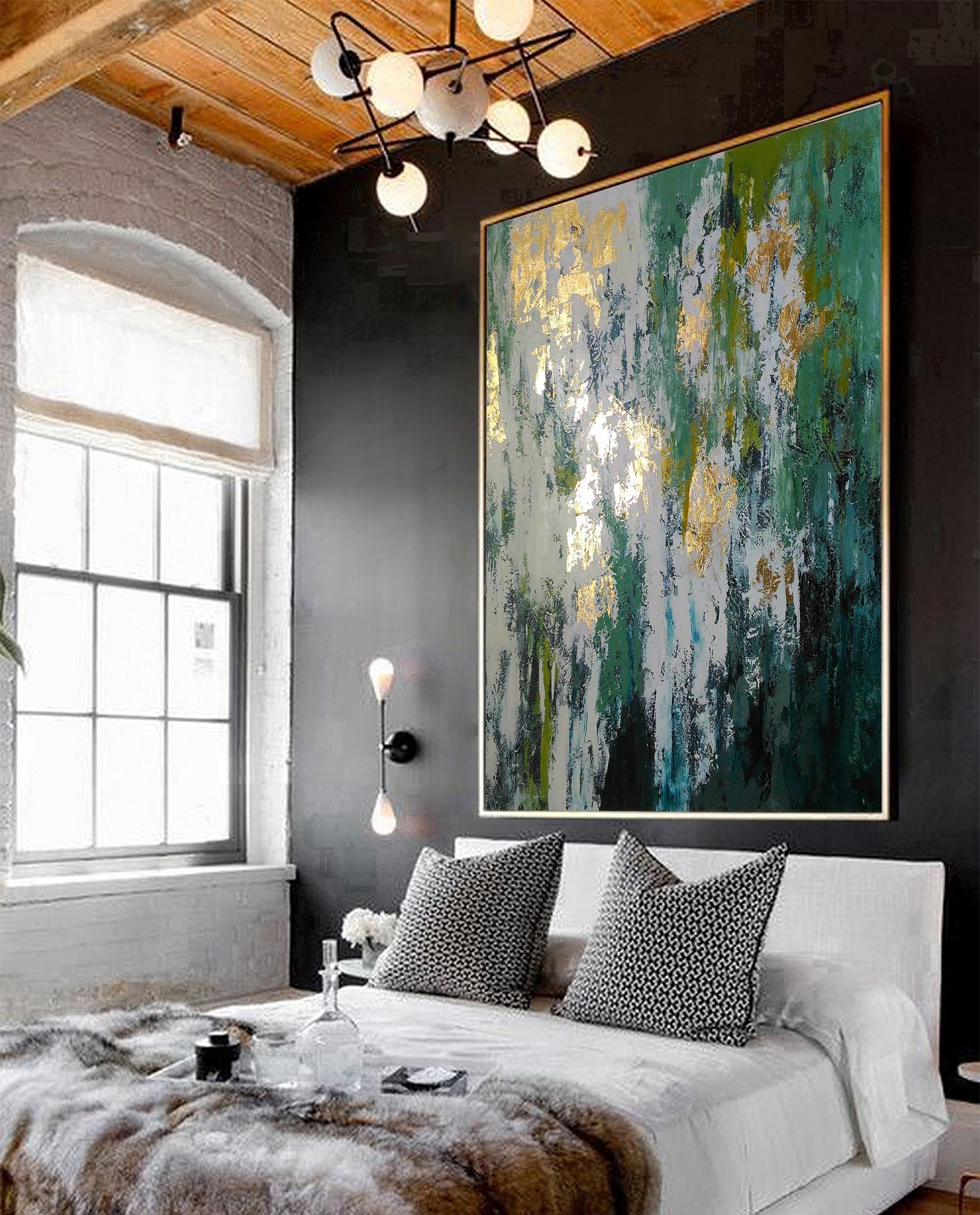 Verdant Luxe - Abstract Gold Fusion