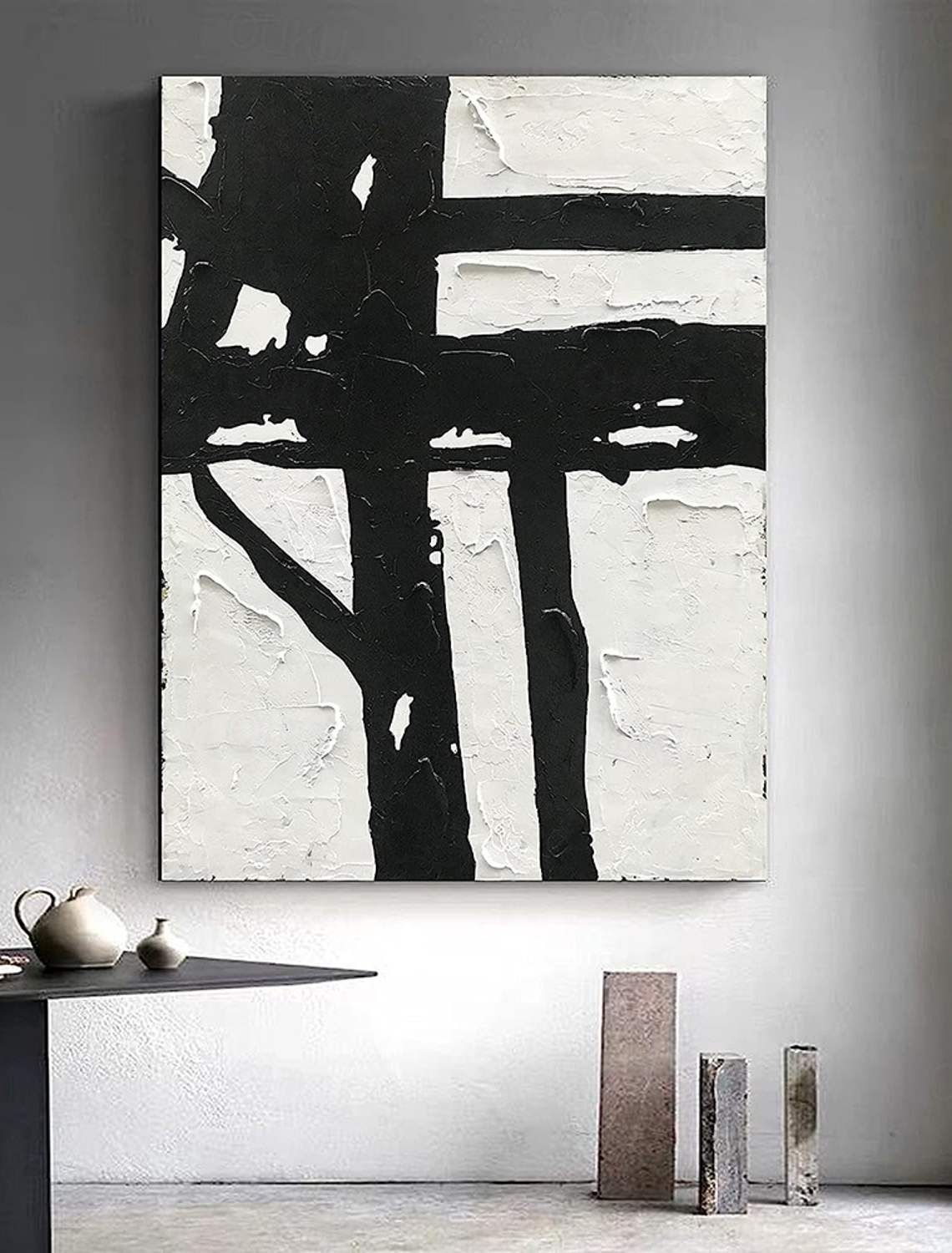 Elegant Black and White Abstract Art