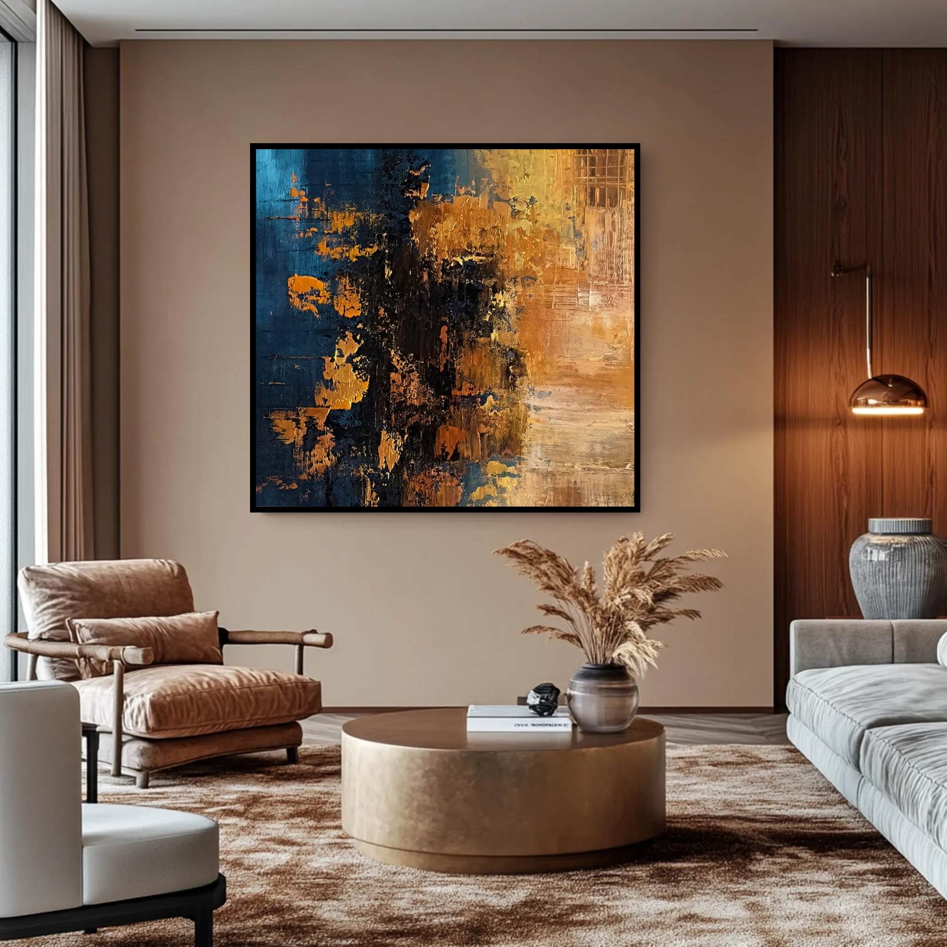 Navy & Gold Textured Abstraction