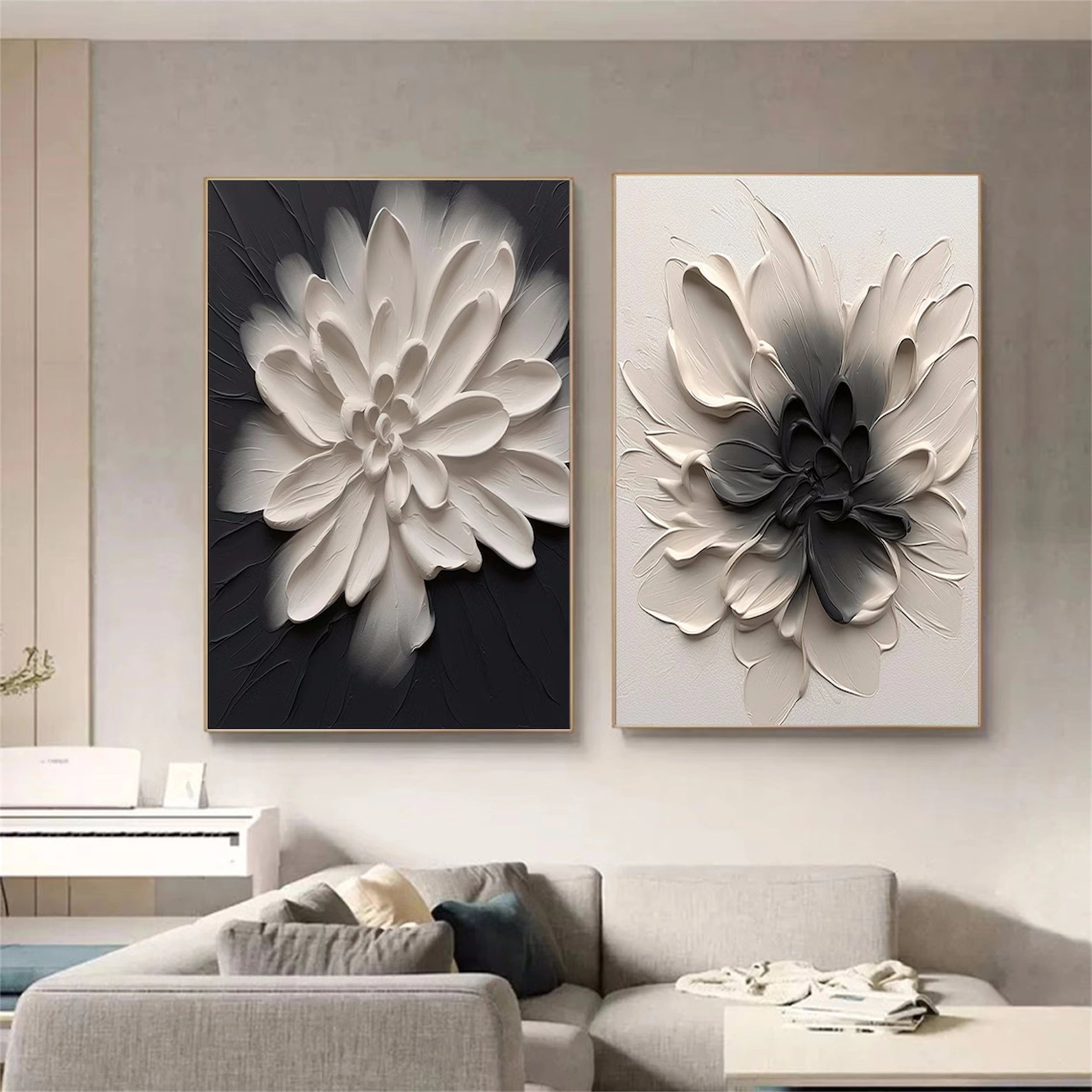 Black and White Symmetrical Blooms