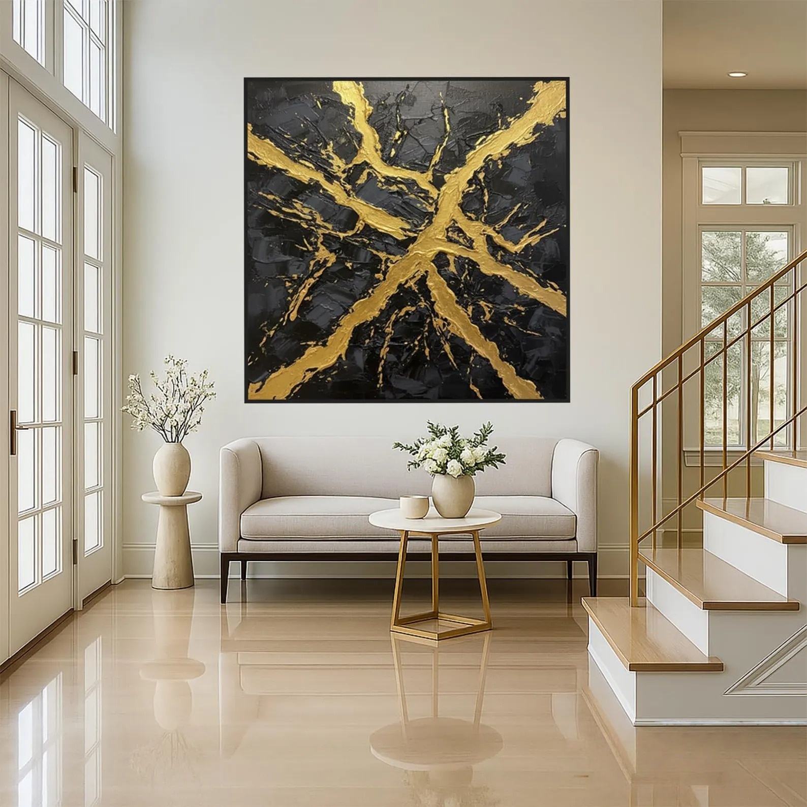 Golden Fissure - Abstract Black Splash