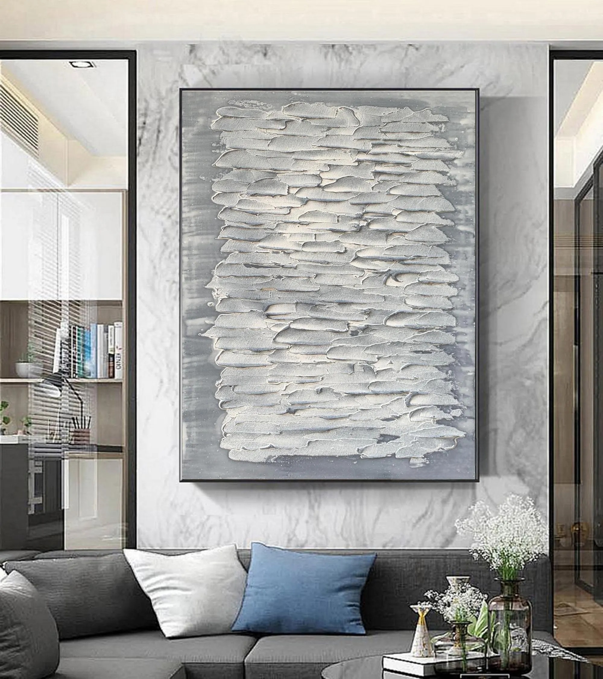 Sterling Layered Composition - Textured Painting