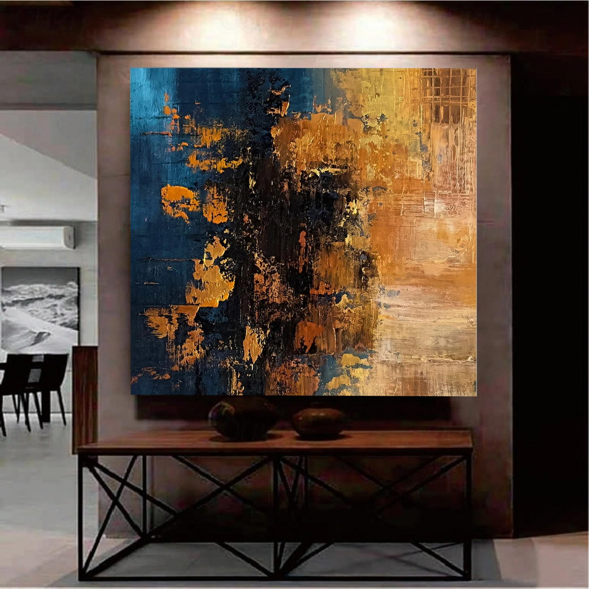 Navy & Gold Textured Abstraction