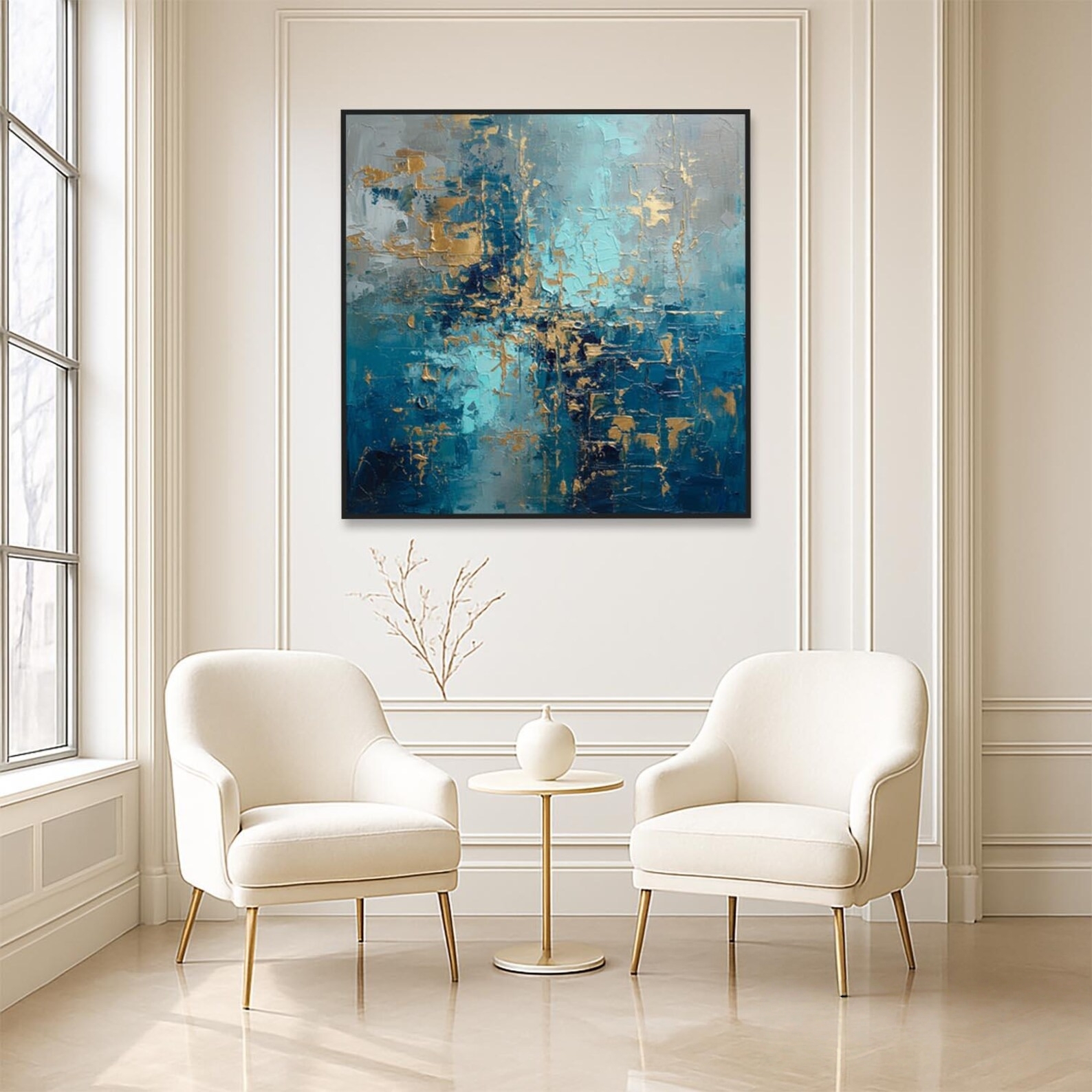 Gilded Teal Turbulence - Abstract Waves