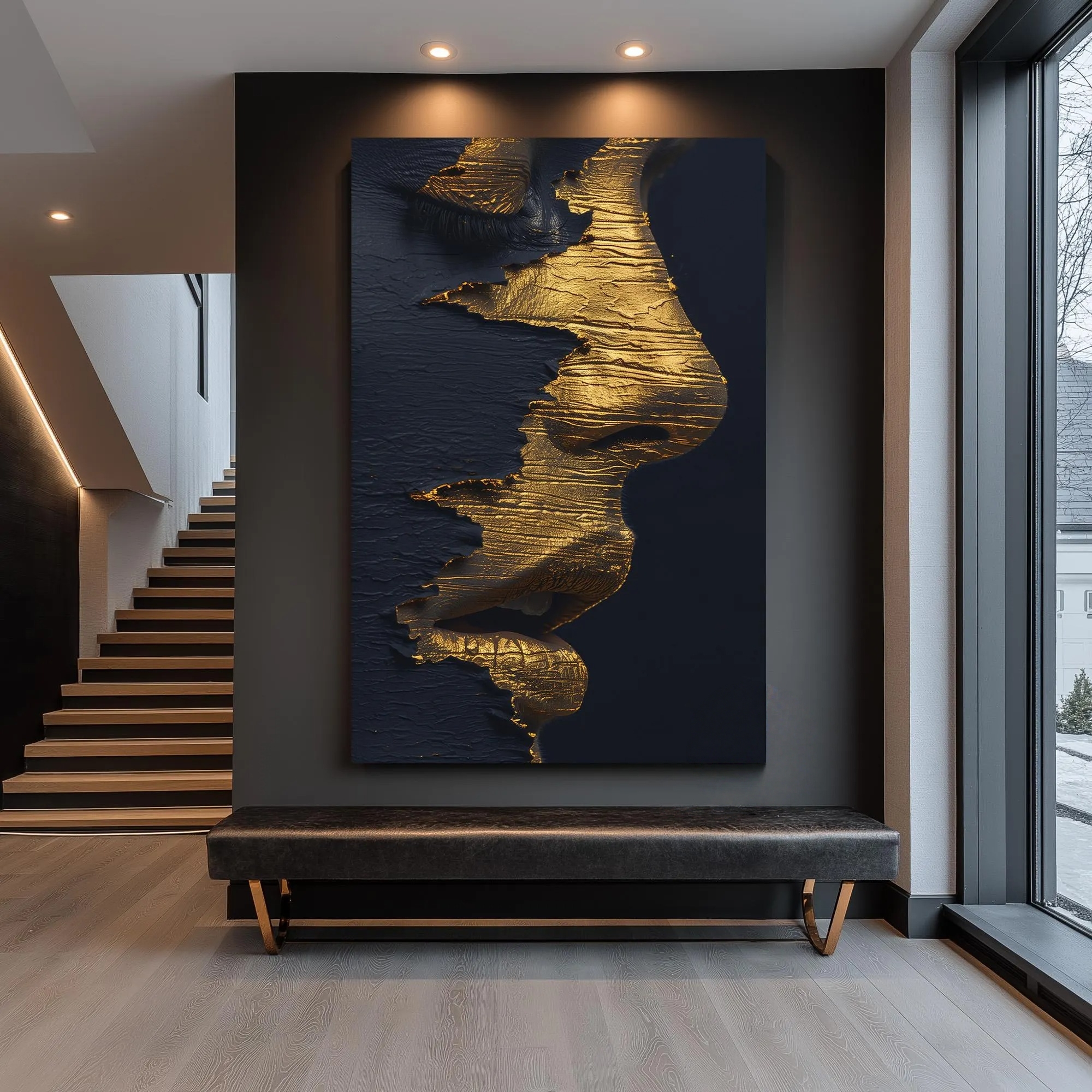 Golden Silhouette on Dark Blue