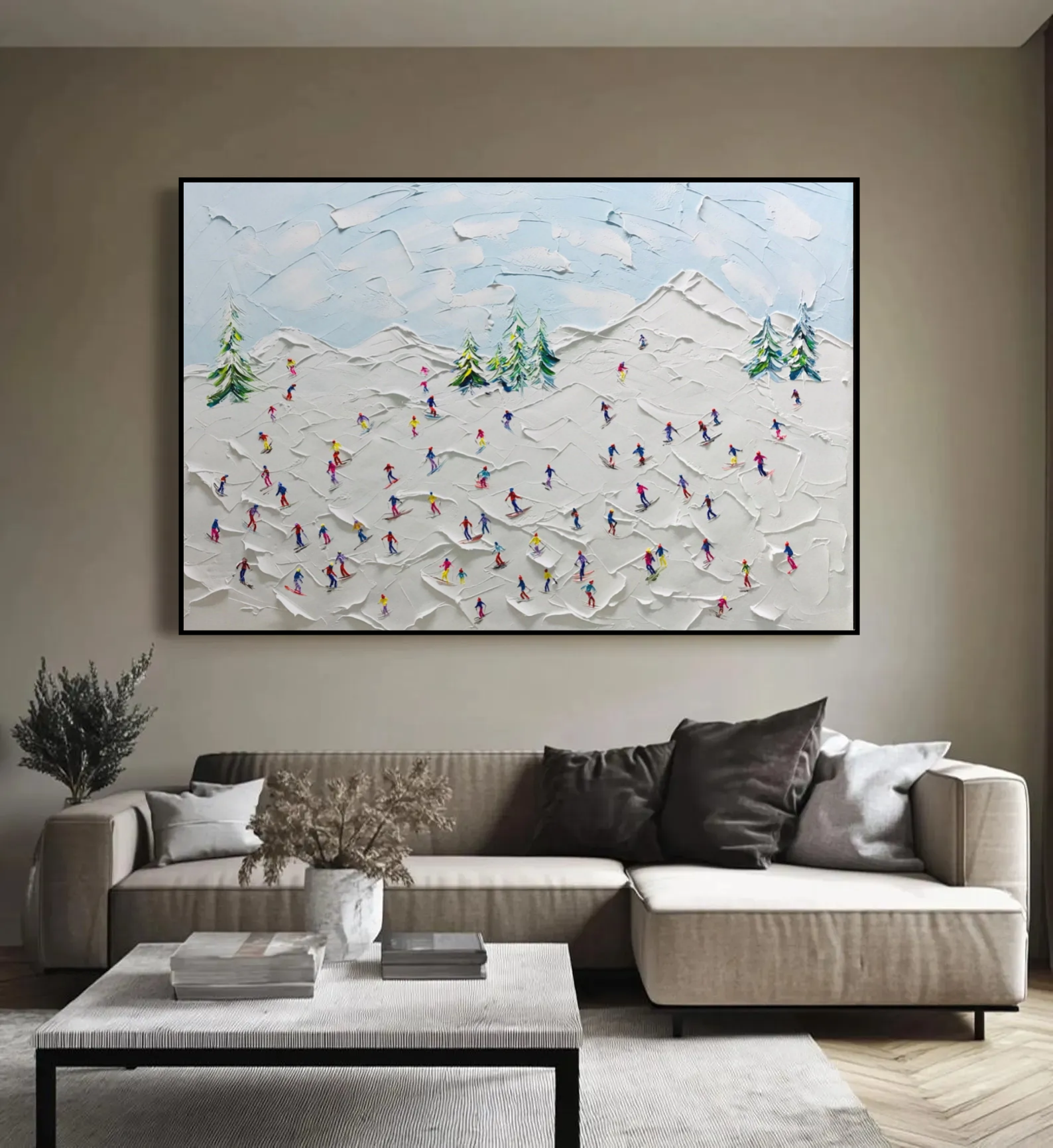 Colorful Skiers' Glow