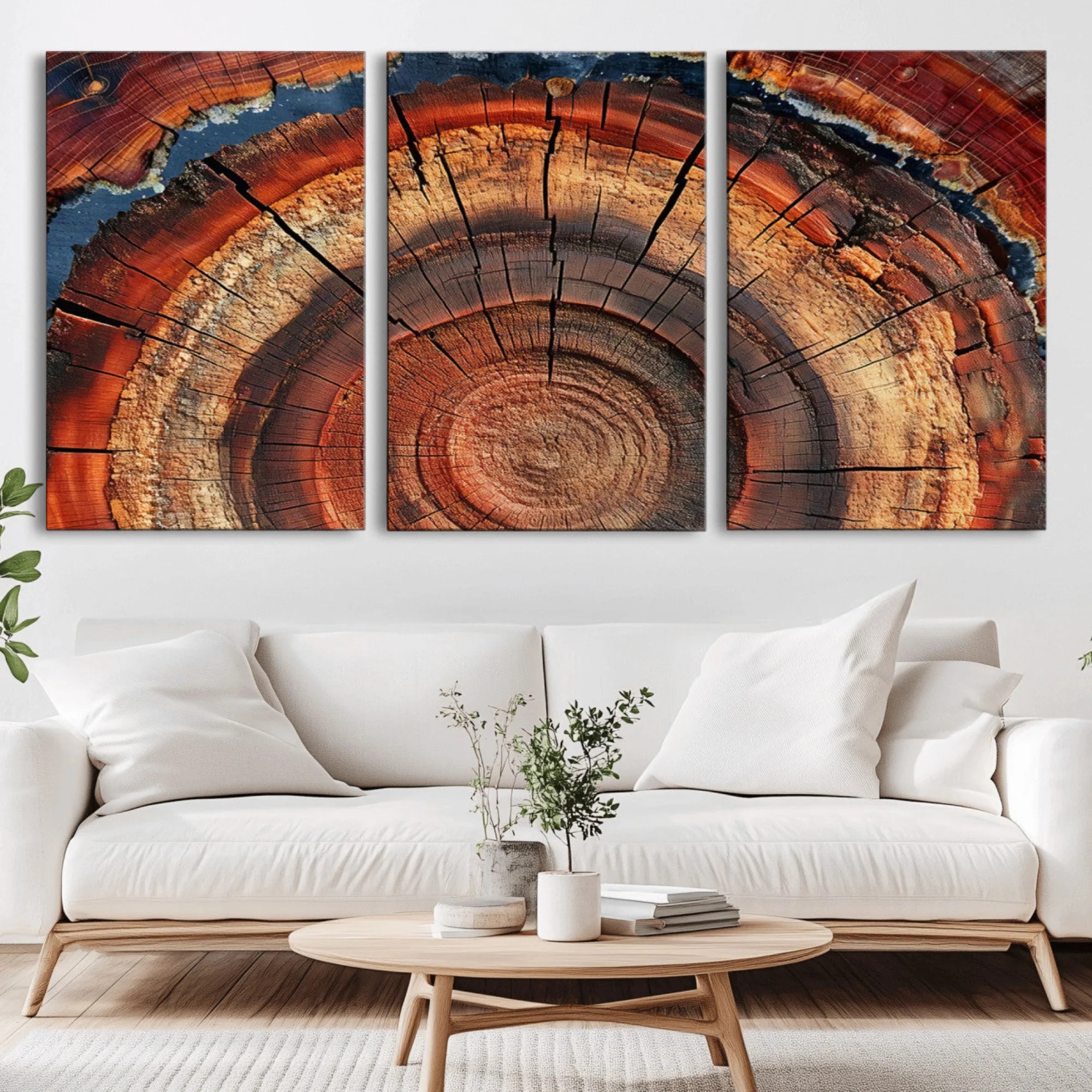 Rustic Ring Radiance - Wood Cross-Section Art