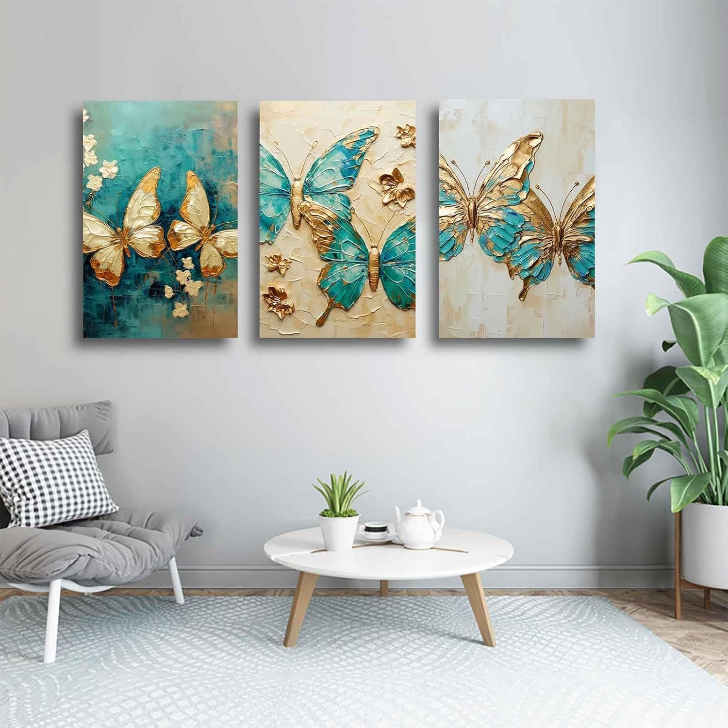 Teal & Gold - Butterfly Canvas Harmony