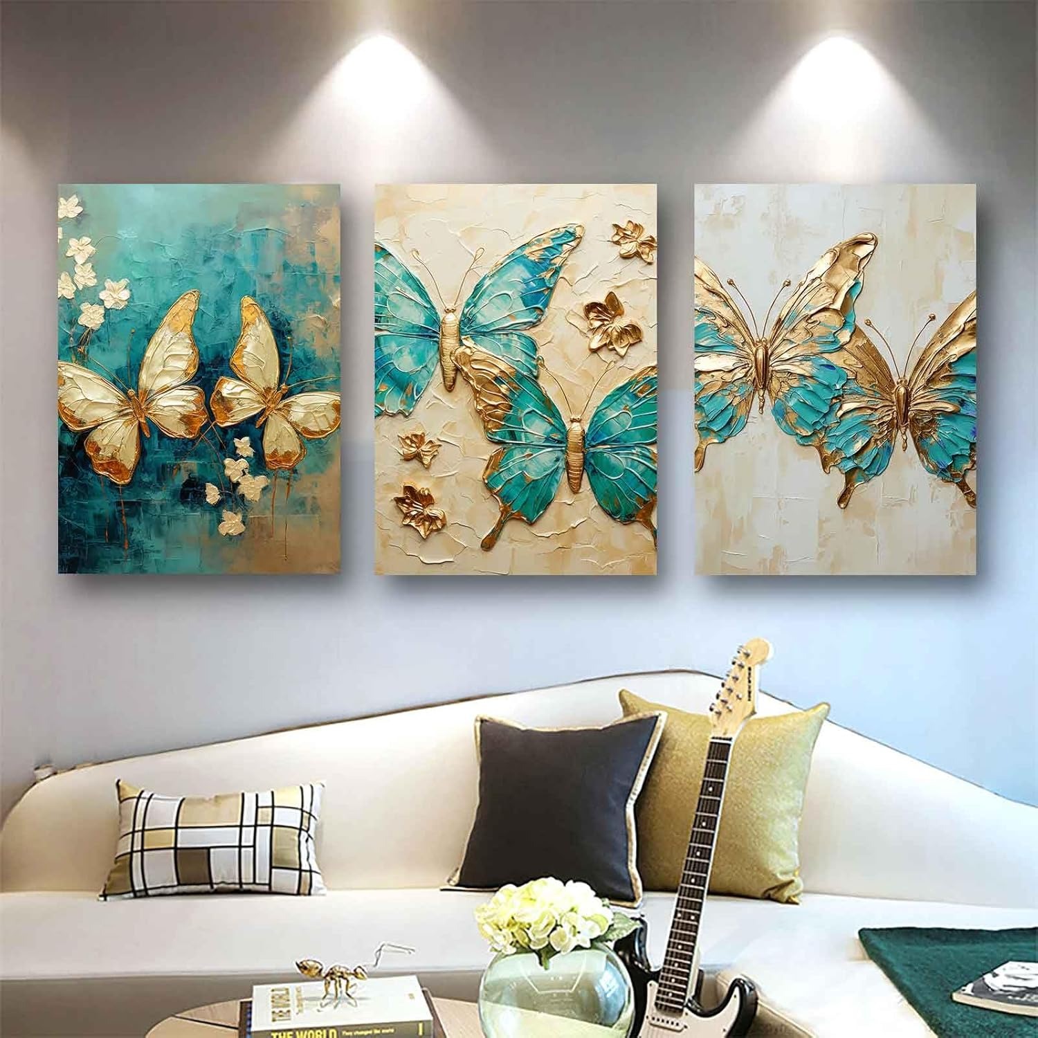 Teal & Gold - Butterfly Canvas Harmony