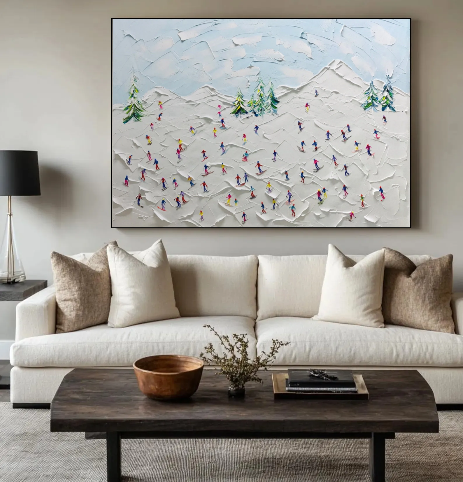 Colorful Skiers' Glow