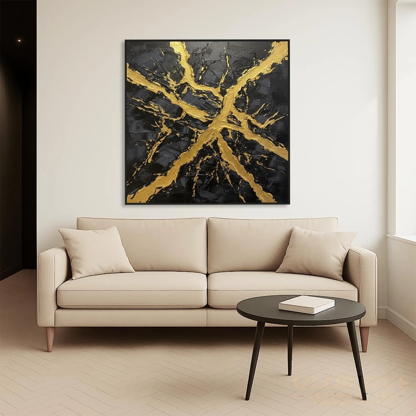 Golden Fissure - Abstract Black Splash