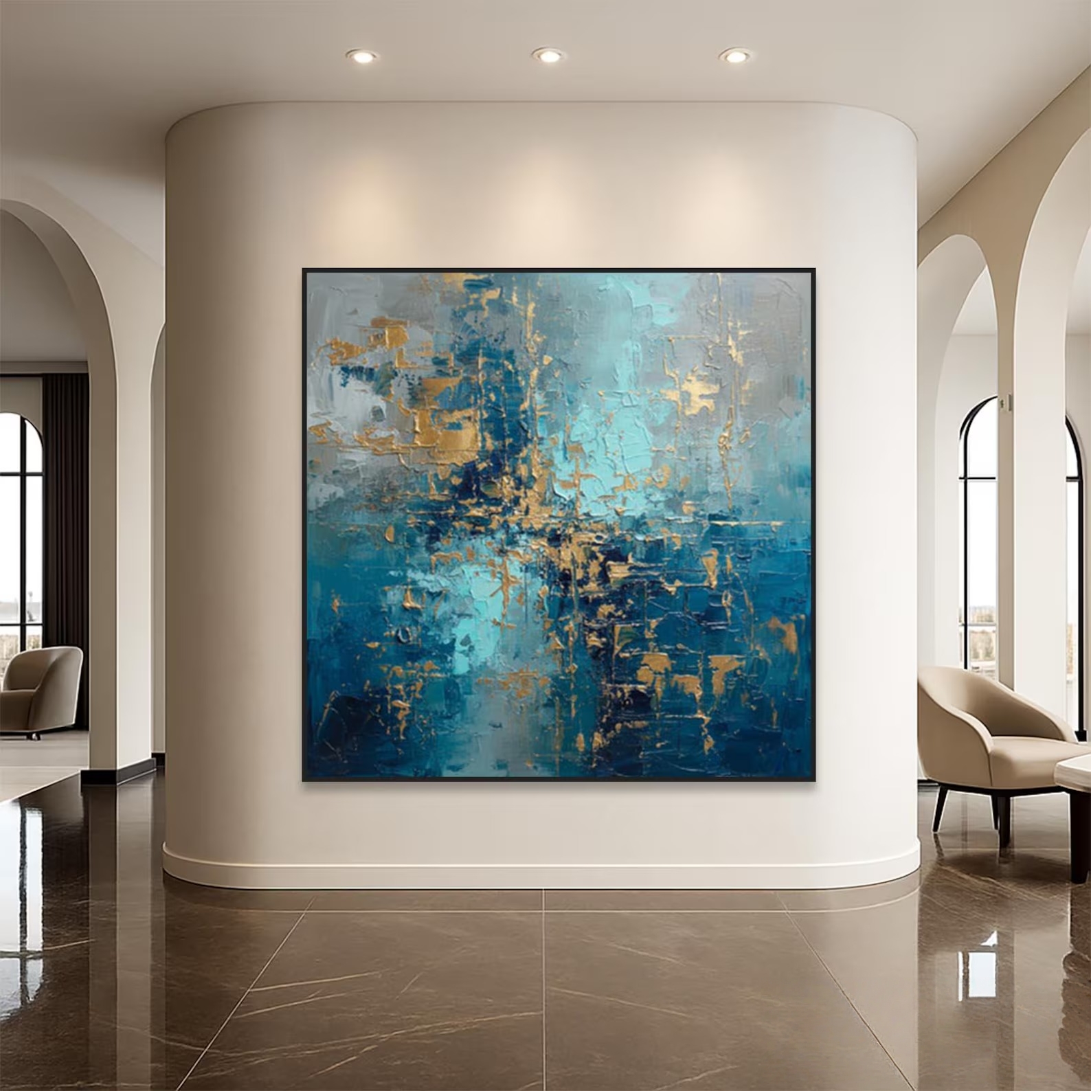 Gilded Teal Turbulence - Abstract Waves