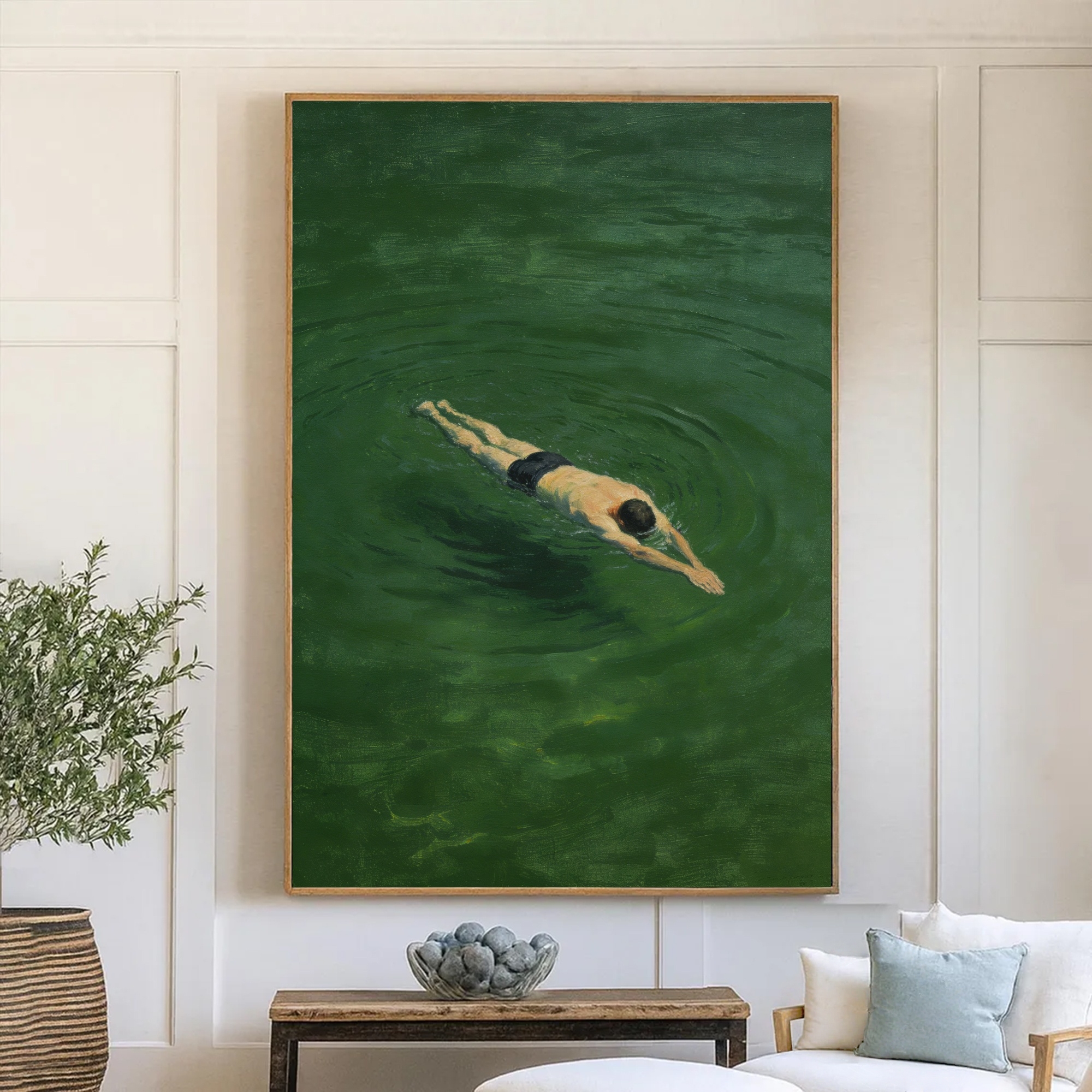 Solitary Swim in Jade Embrace