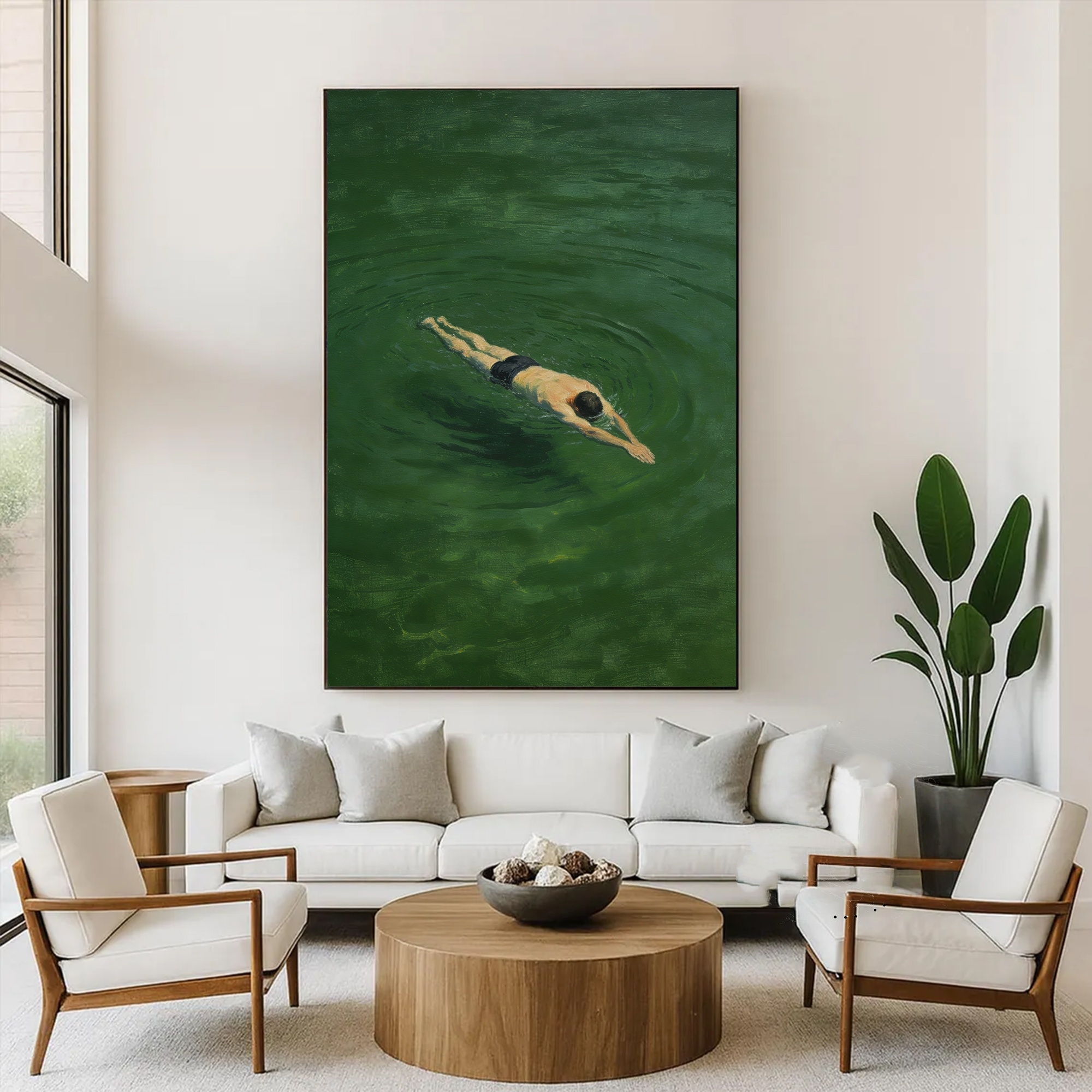 Solitary Swim in Jade Embrace