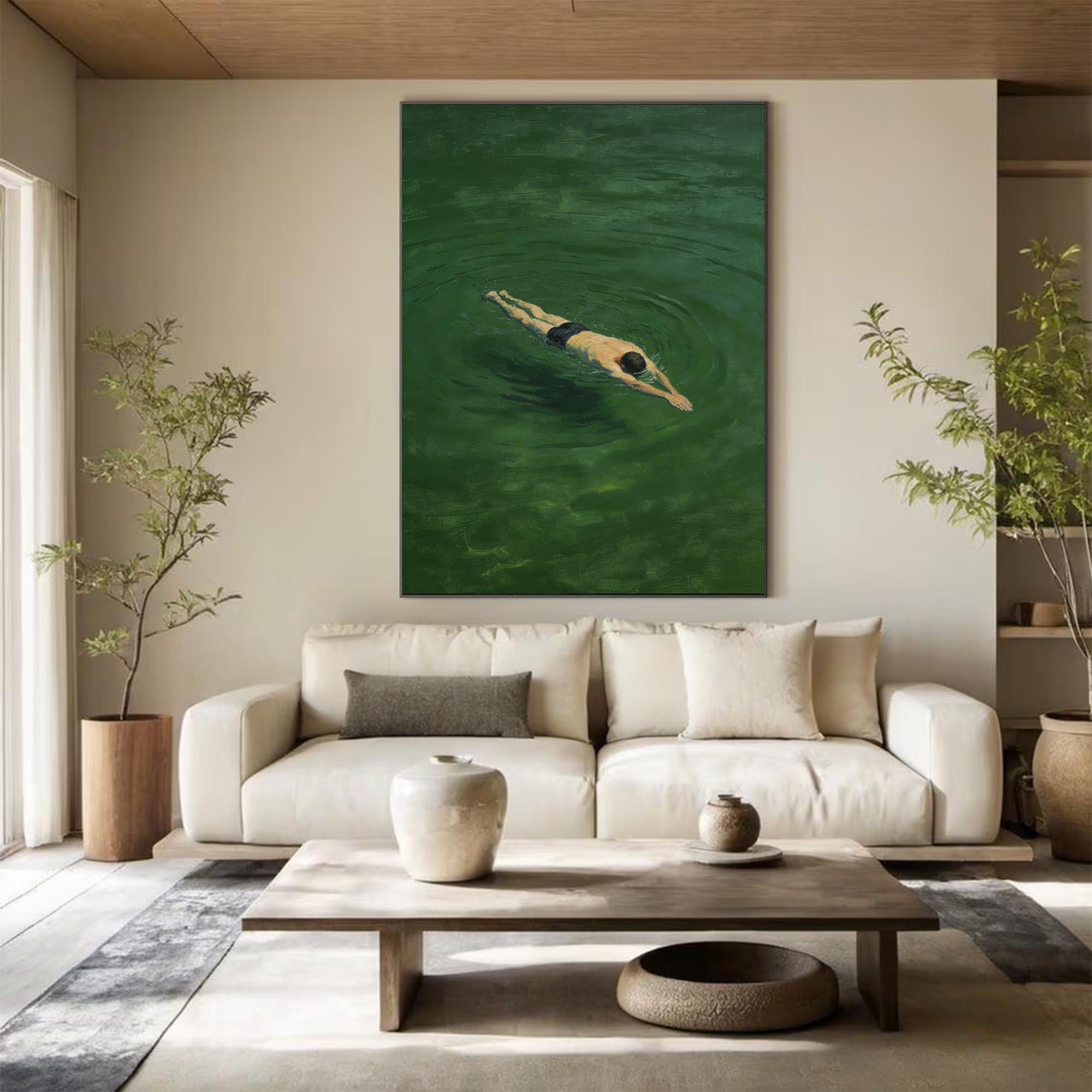 Solitary Swim in Jade Embrace