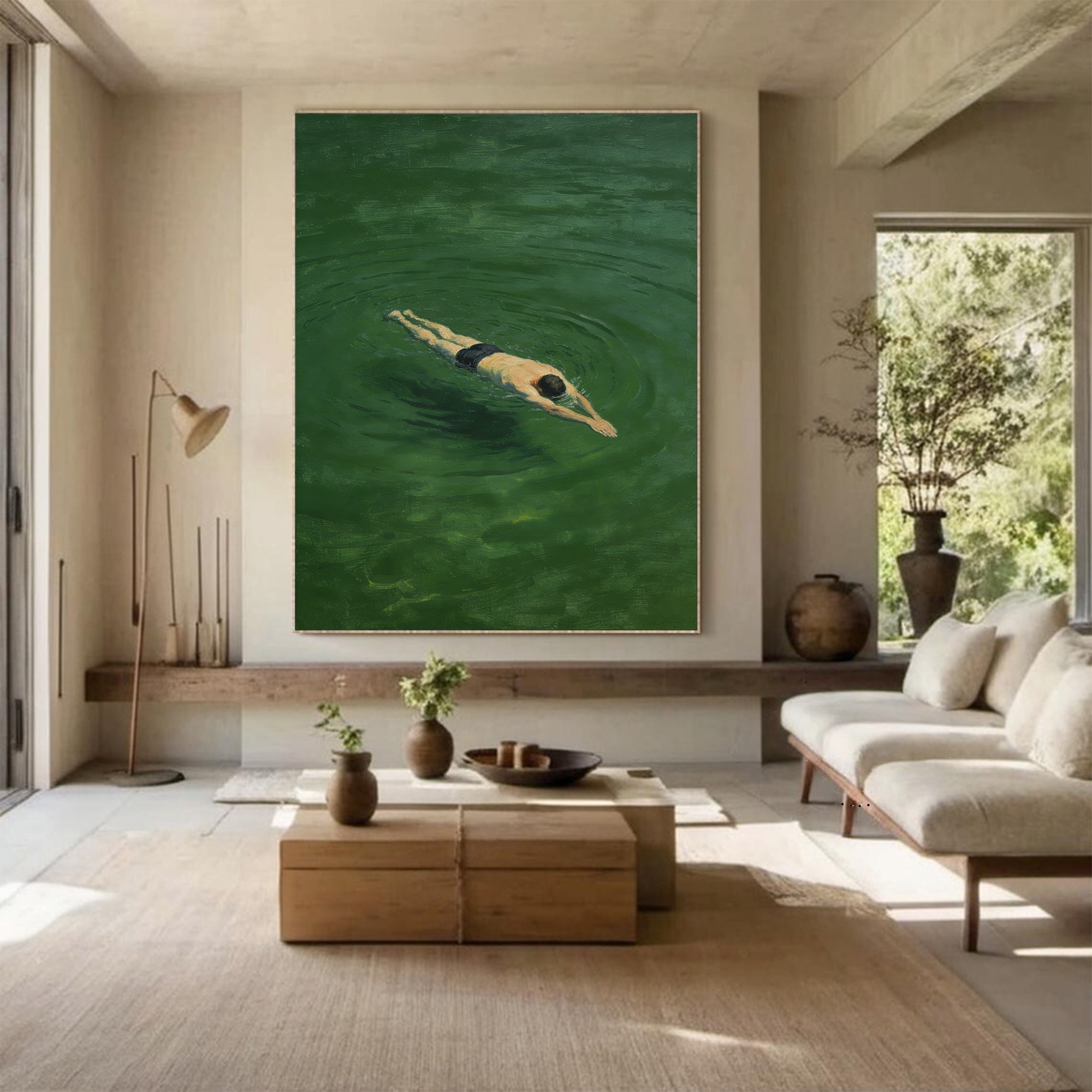 Solitary Swim in Jade Embrace