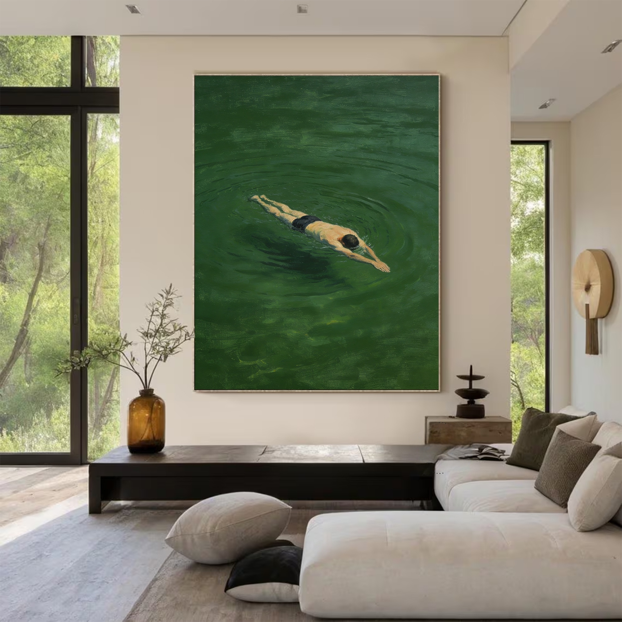 Solitary Swim in Jade Embrace