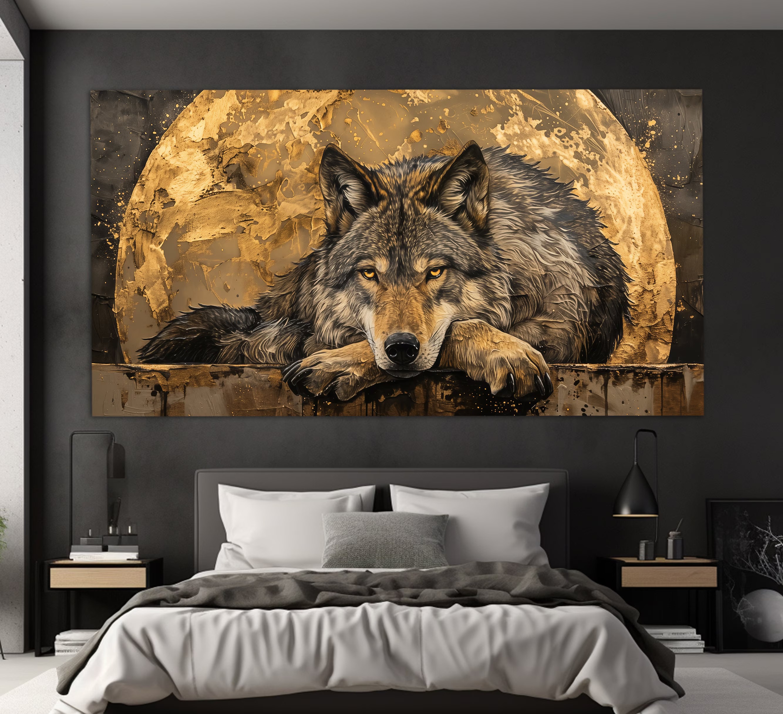 Lone Wolf Under Gilded Moon