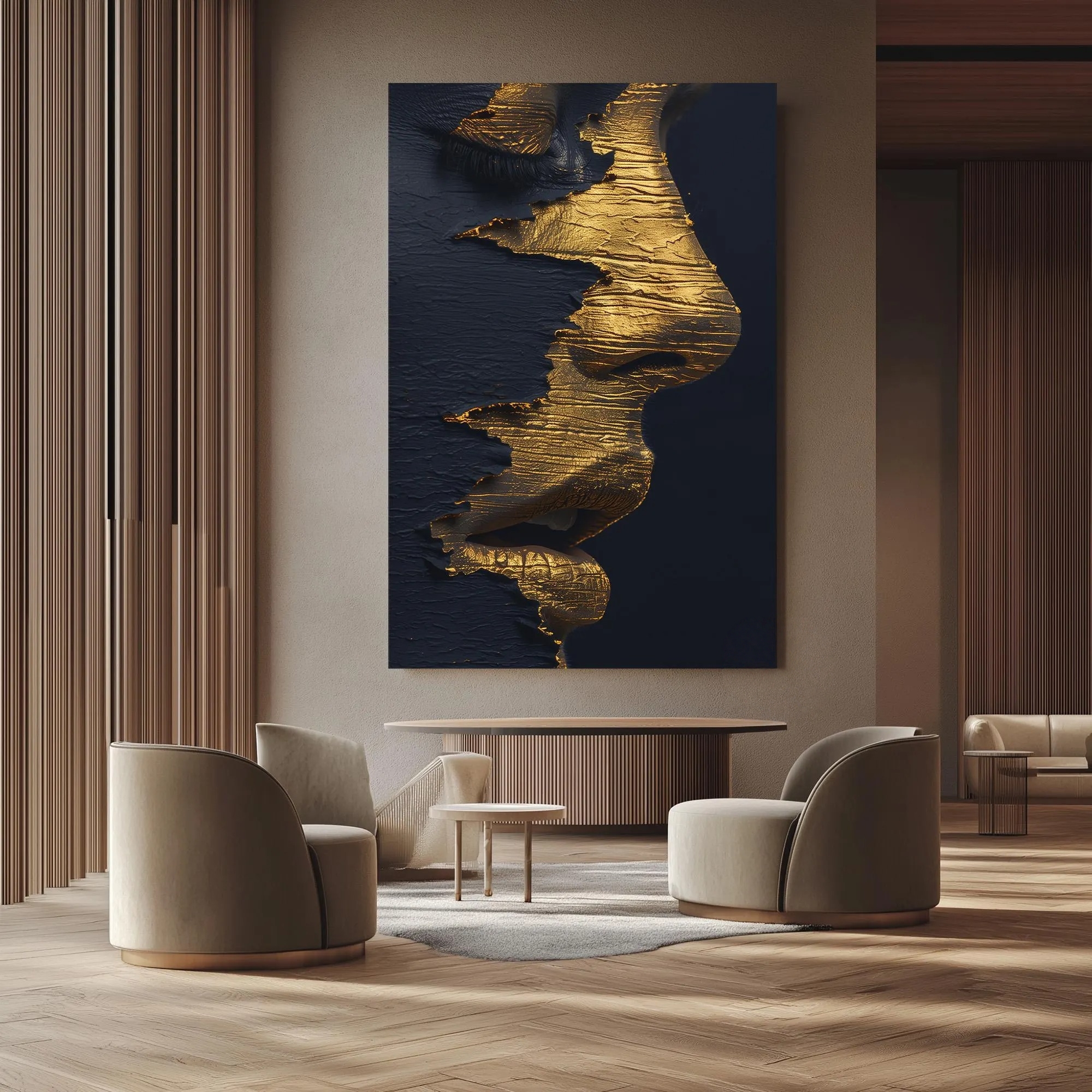 Golden Silhouette on Dark Blue