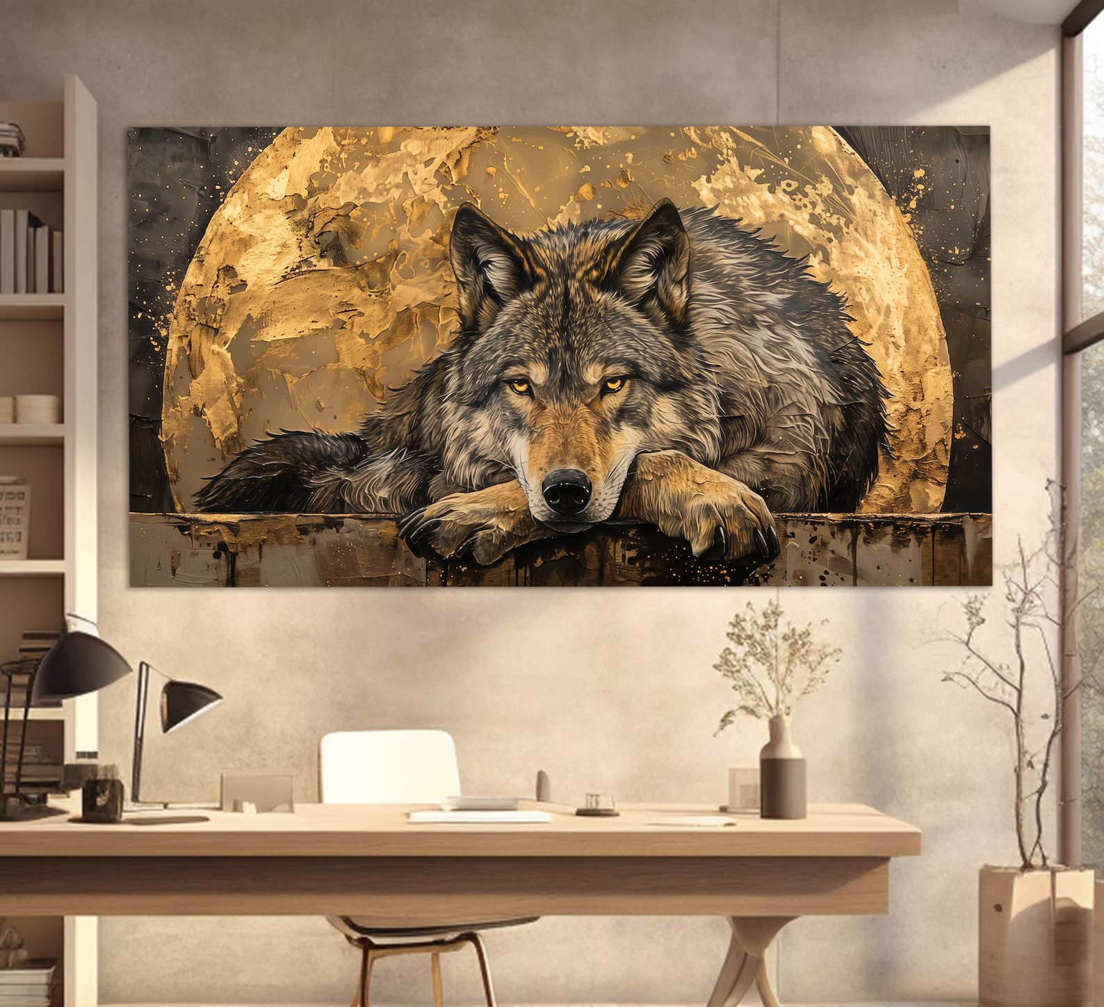Lone Wolf Under Gilded Moon