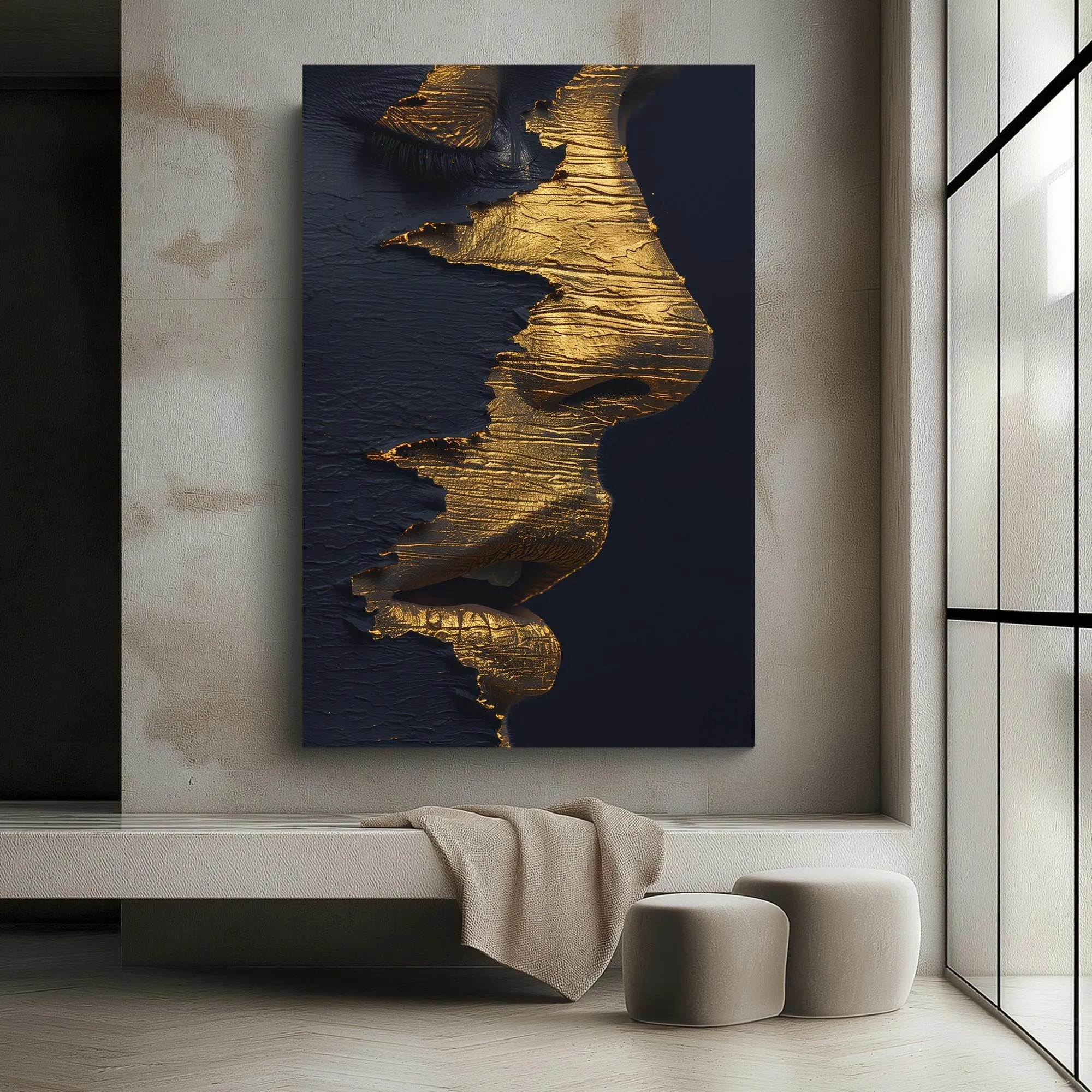 Golden Silhouette on Dark Blue