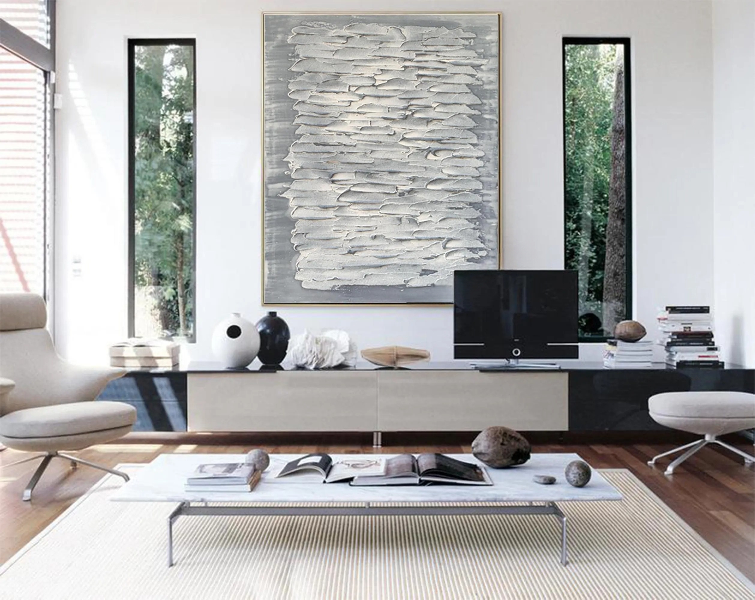 Sterling Layered Composition - Textured Painting