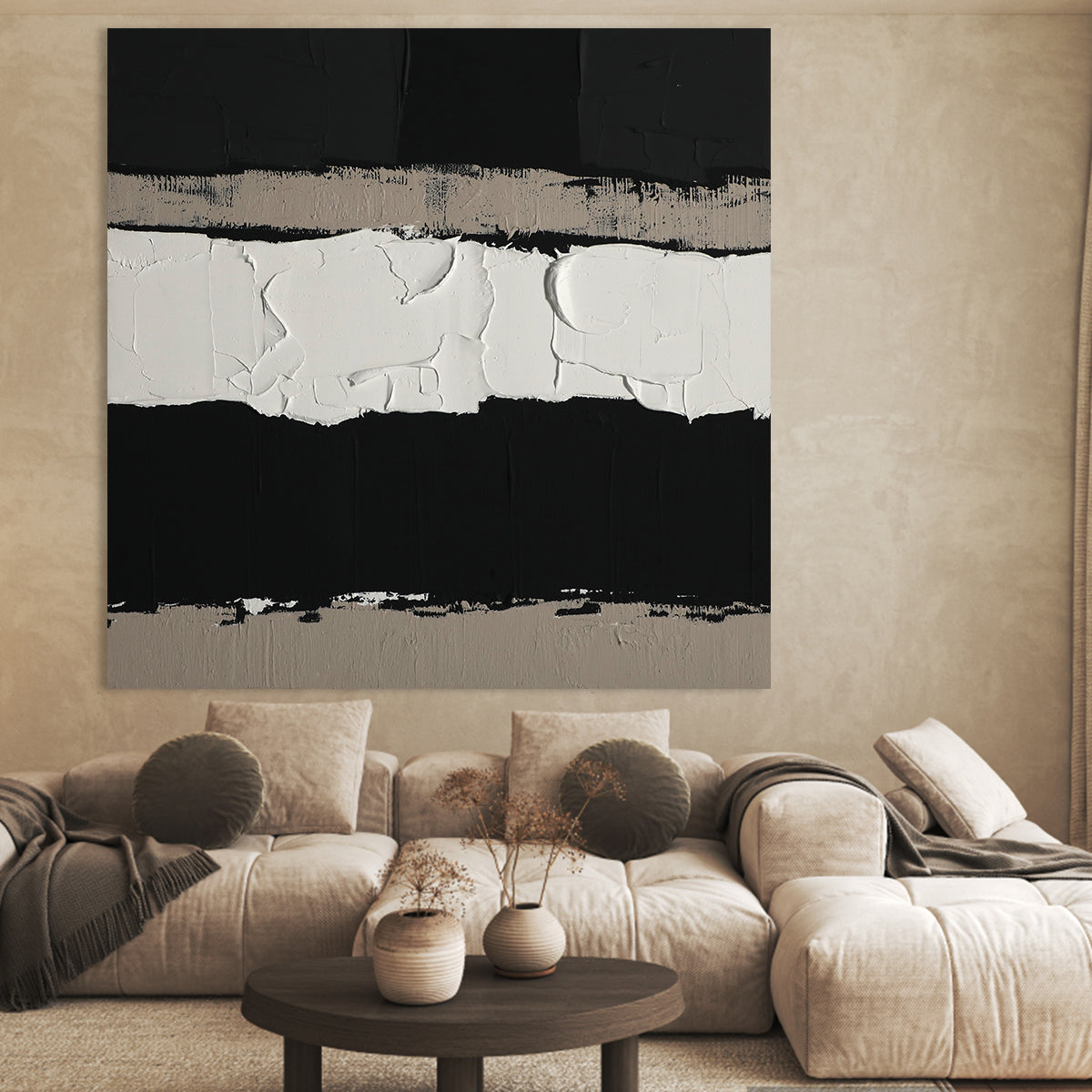 Textural Contrast-A Black & White Acrylic Odyssey