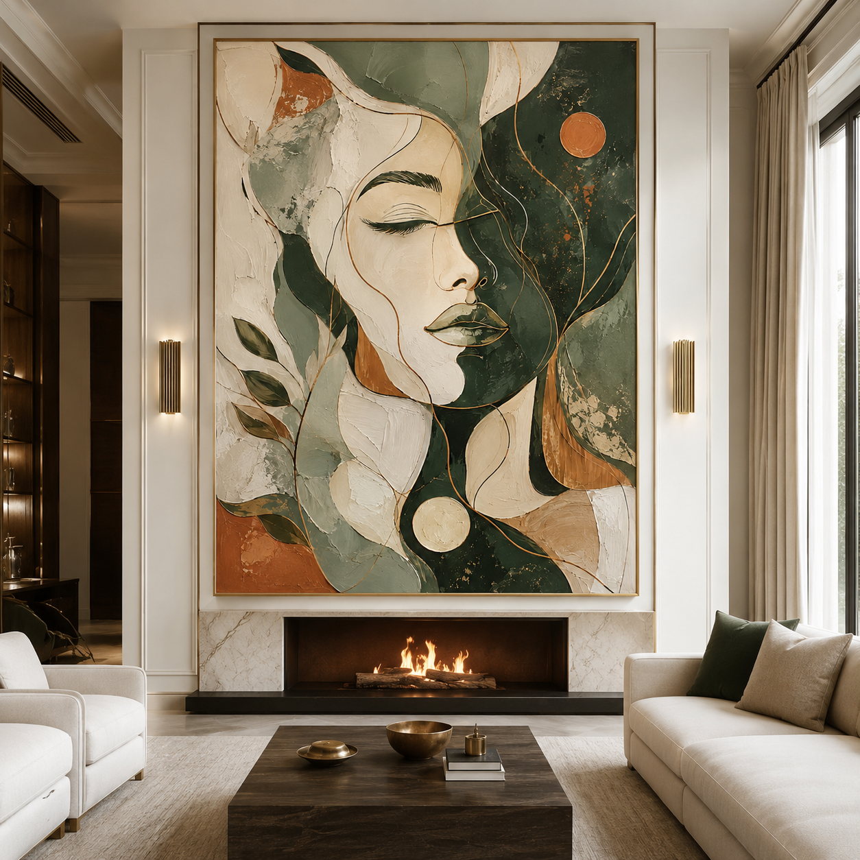 Green Female Portrait Painting | Quiet Bloom
