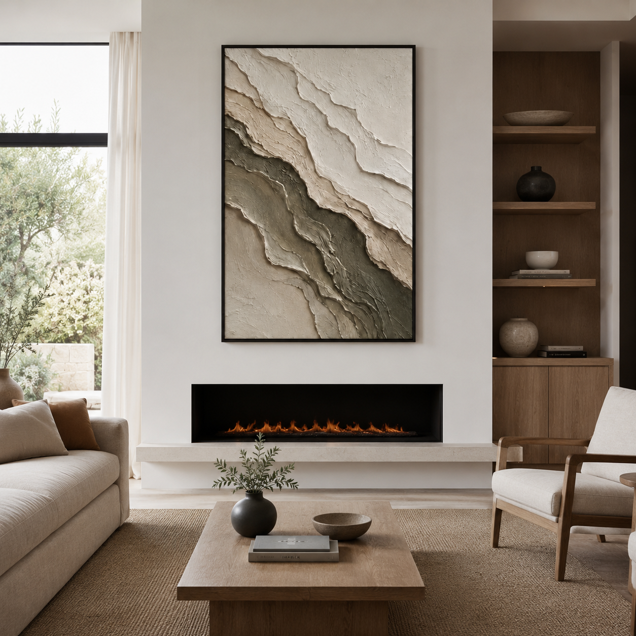 Neutral Abstract Wall Art | Carved Serenity